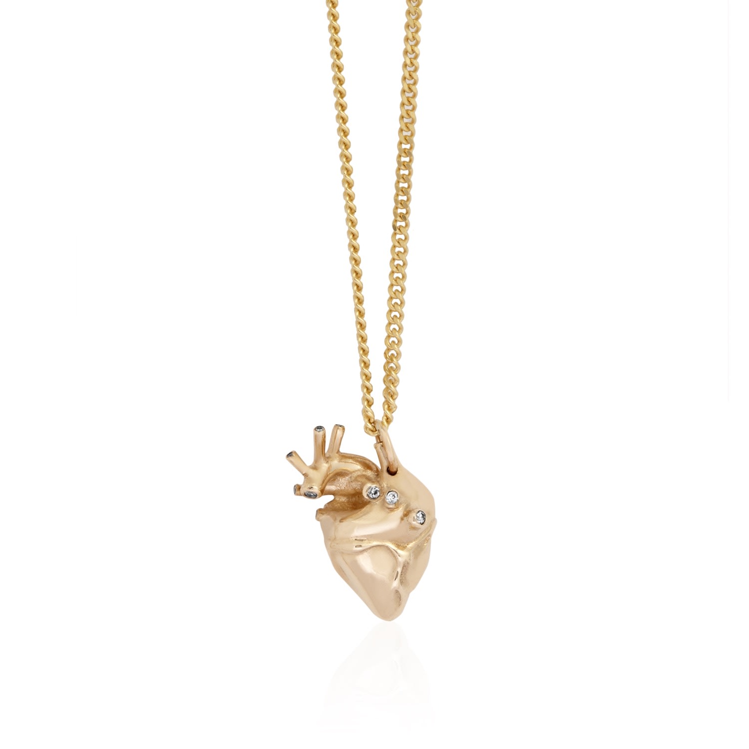 Women’s Small Heart Pendant Gold With Diamonds Strange Fruit