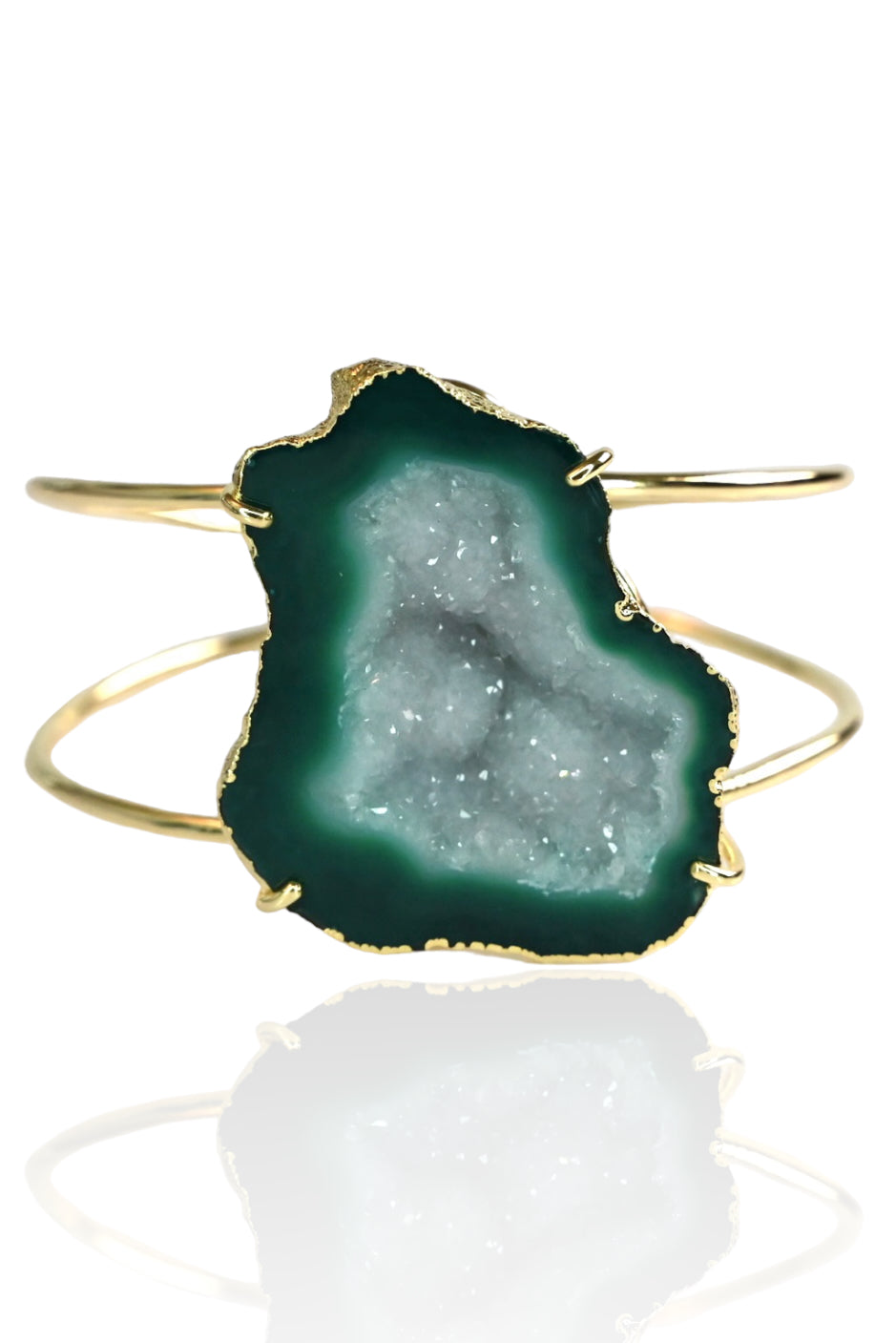 Women’s Selena Teal Green Crystal Geode Adjustable Statement Cuff Bracelet Amina Johan