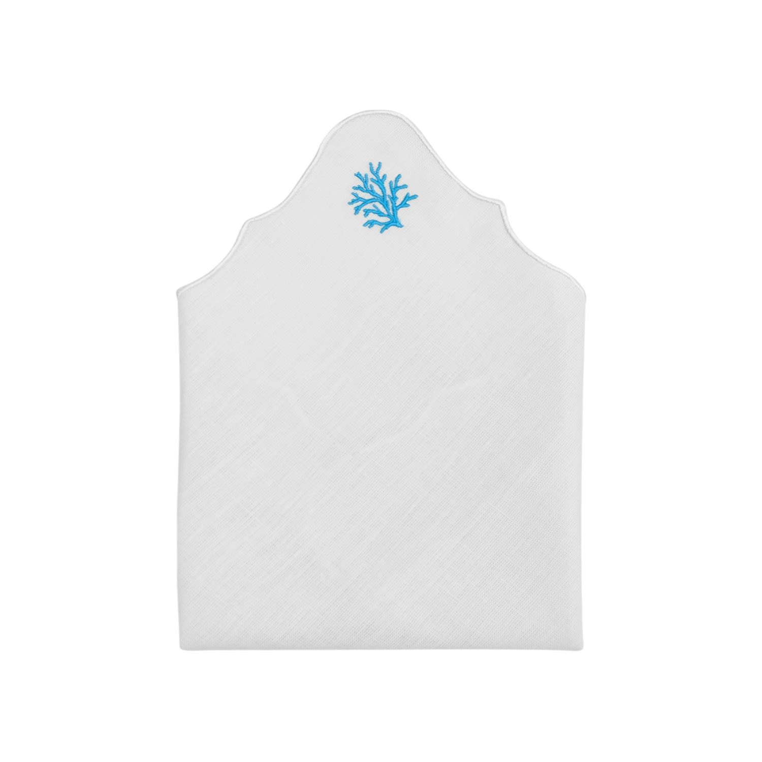 Km Home Collection Turquoise Coral Embroidery Linen Napkins Set Of 2 In Blue/orange