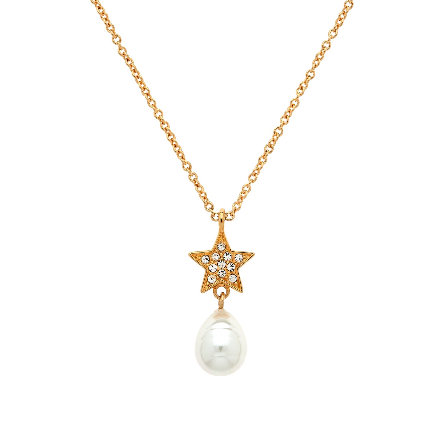 Women’s Gold / White Gold Crystal Star & Baroque Pearl Pendant Emma Holland Jewellery