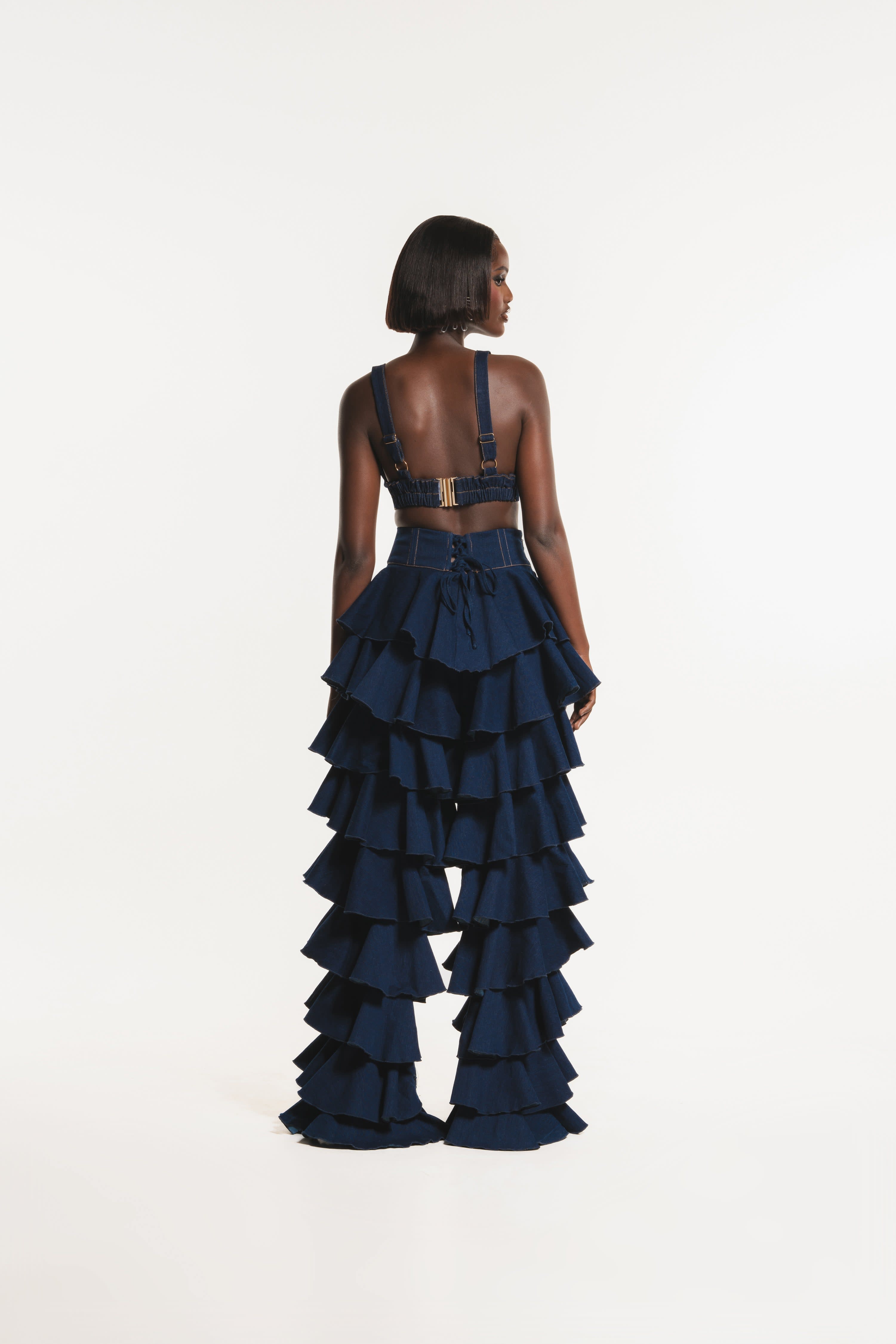 Daria Denim Ruffle Pants | OFUURE | Wolf & Badger