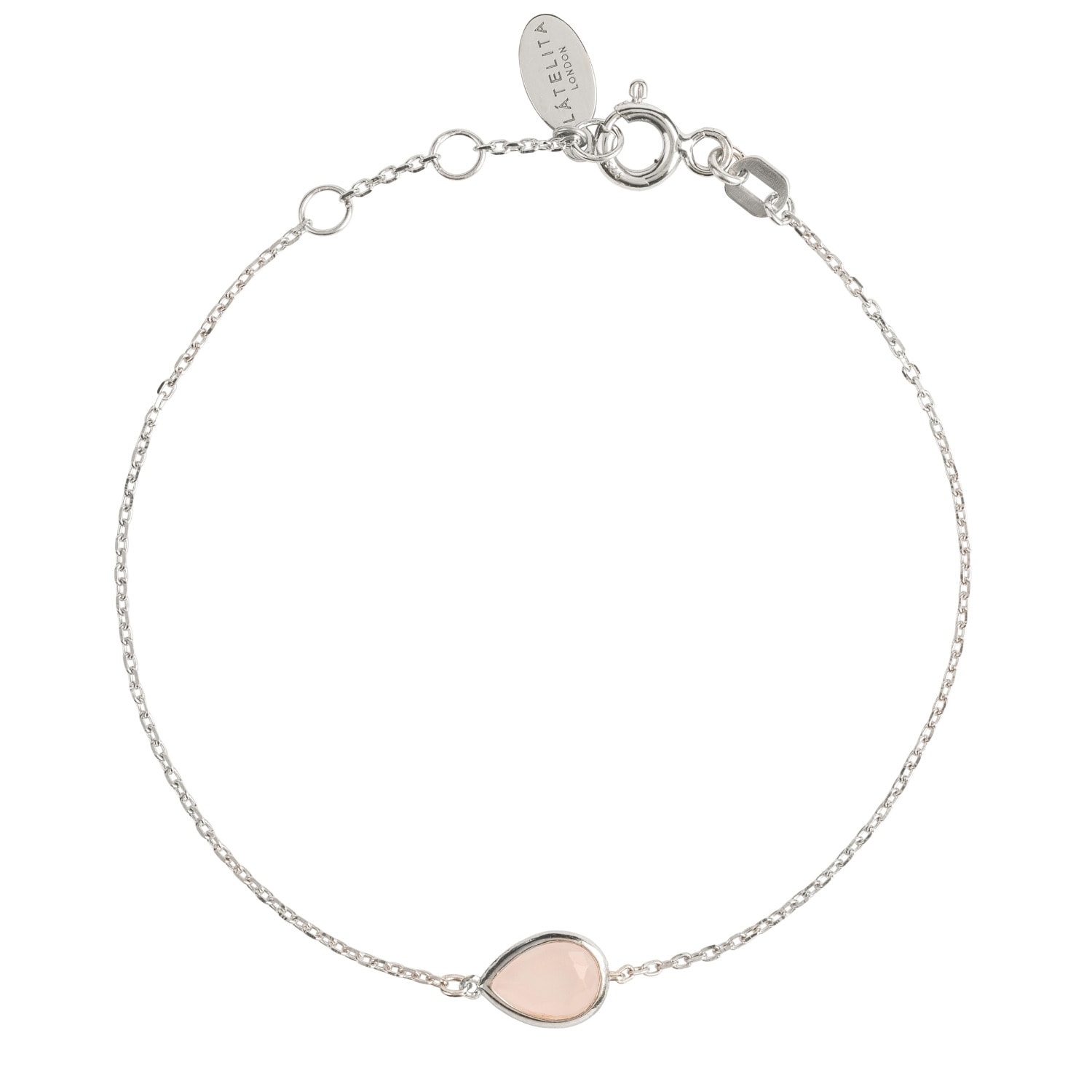 Women’s Neutrals / Silver Pisa Mini Teardrop Bracelet Silver Rose Quartz Latelita