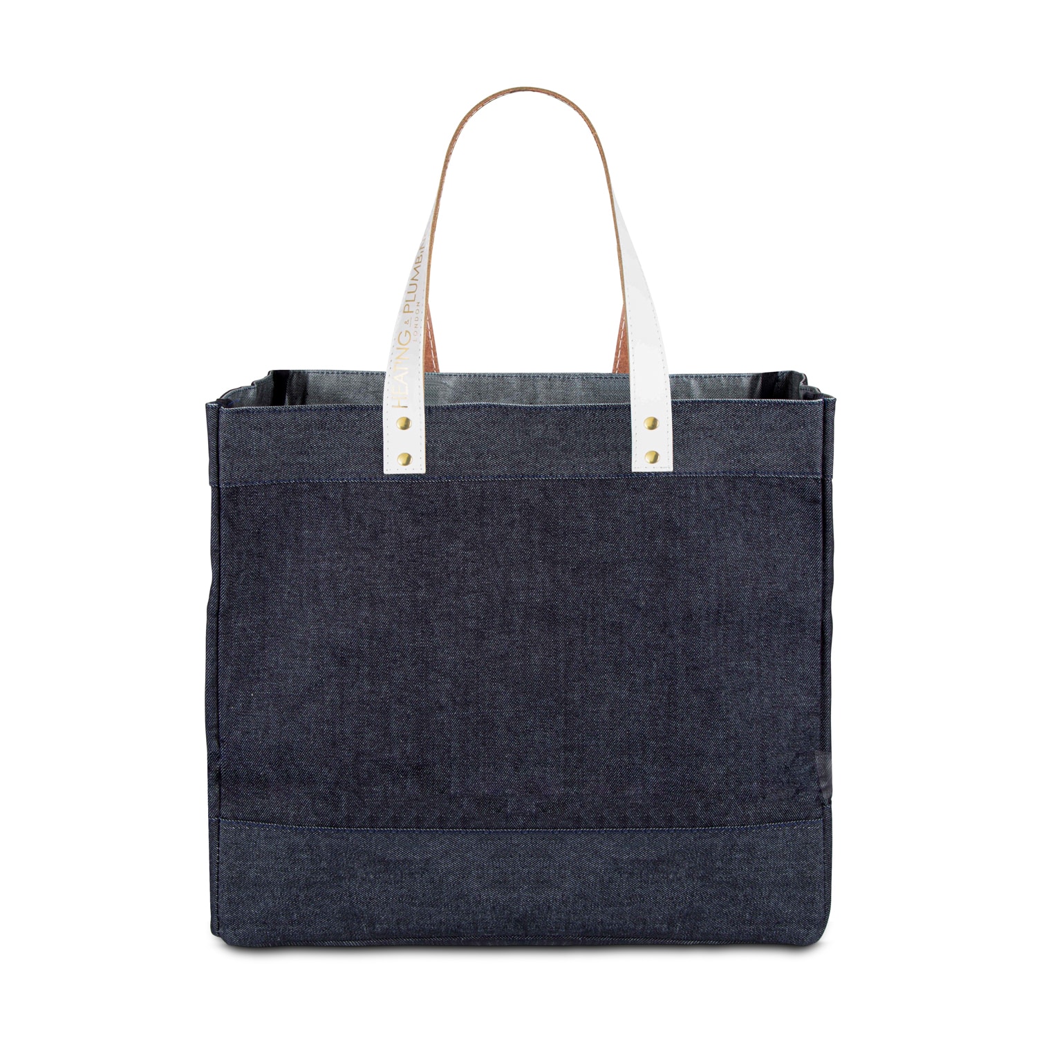 Heating & Plumbing London Women's Blue / White Denim Tote - White Leather Handle