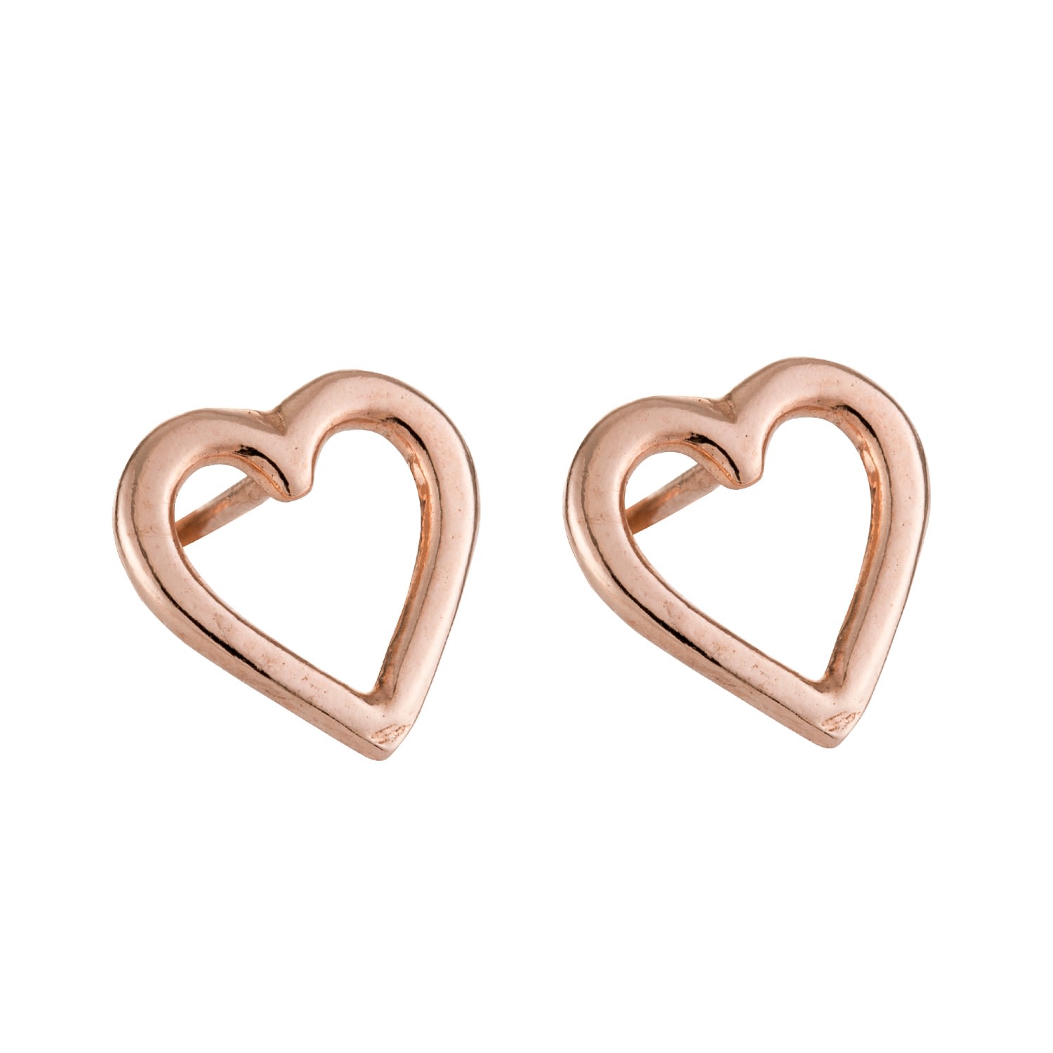 Posh Totty Designs Women's Rose Gold Plated Open Mini Heart Stud Earrings In Gold