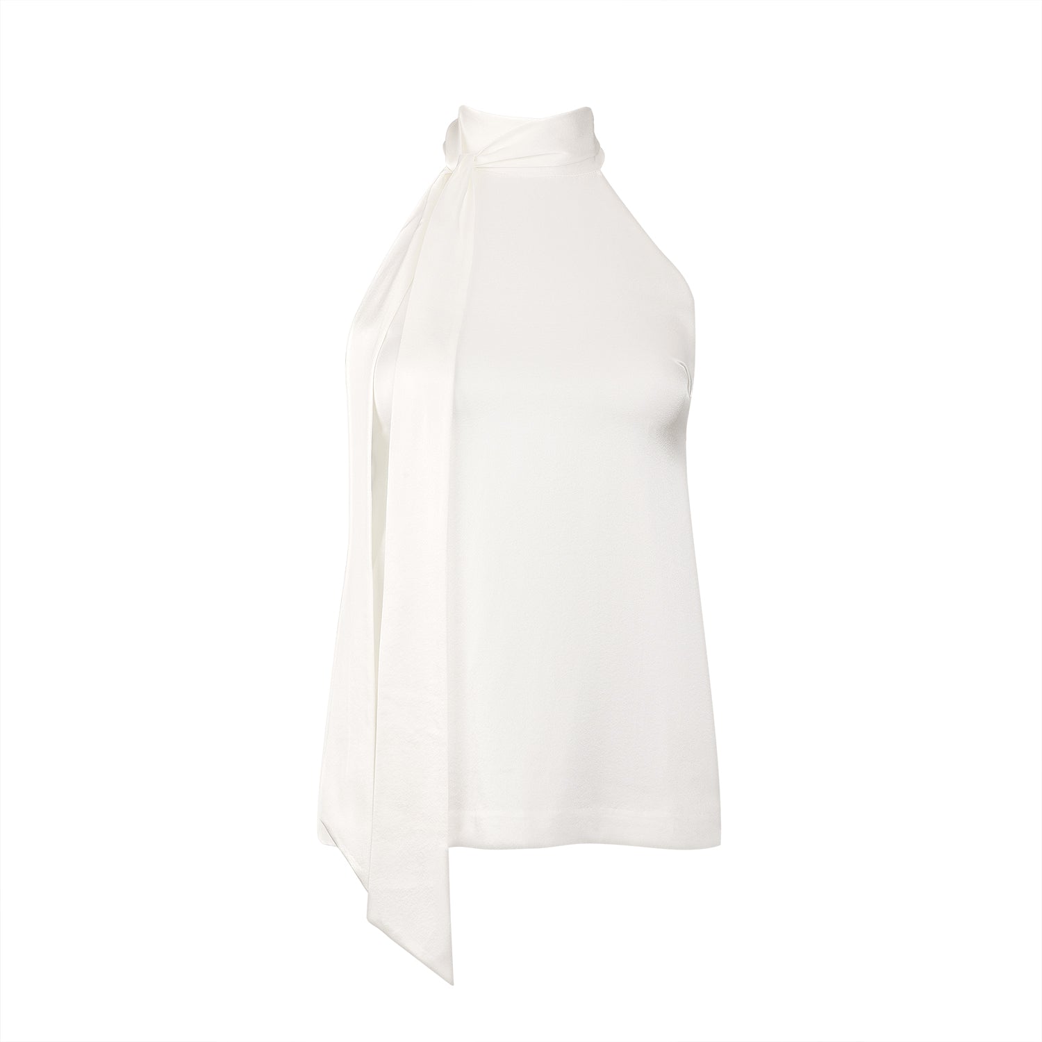 Du & Berry Women's Neutrals / White Moonlight Silk Halter Top In White