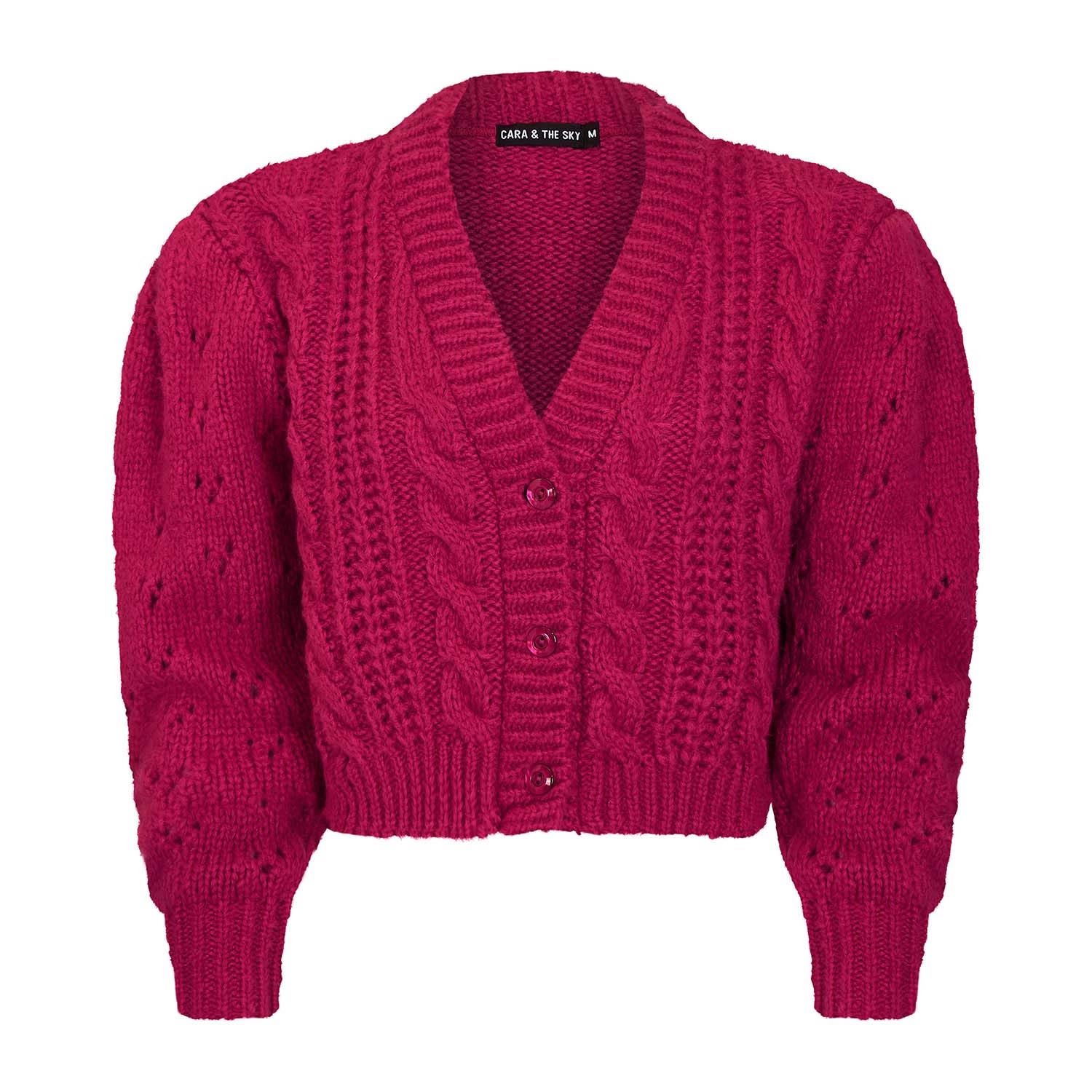 Women’s Pink / Purple Rocky Cable Cropped Cardigan - Pink & Purple Large Cara & the Sky