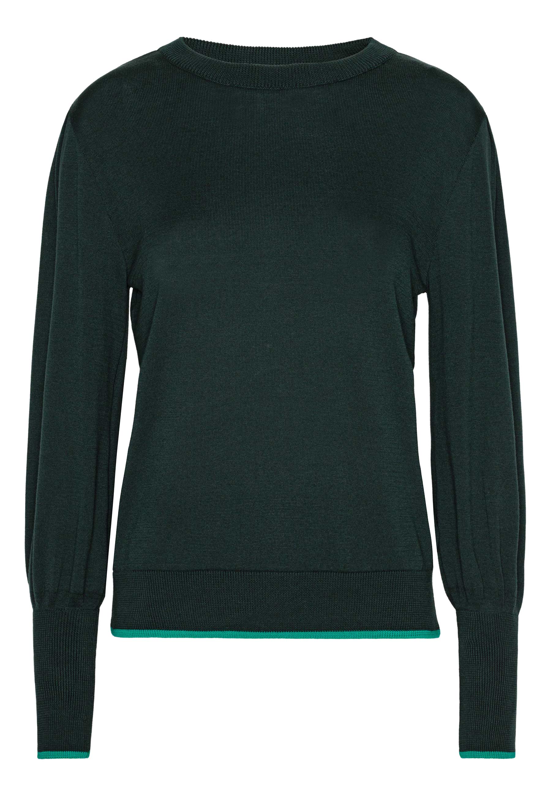 Grobund Women's  Ingeborg Knitted Blouse - The One In Dark Green With Contrast Edge In Green