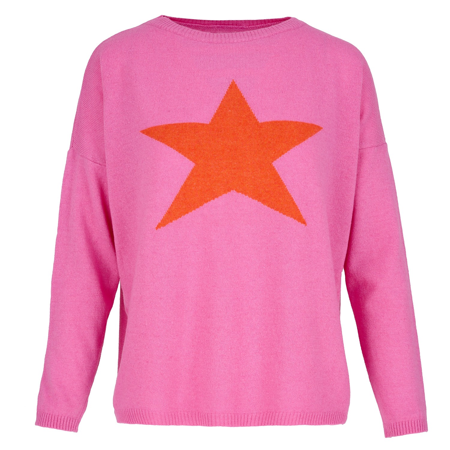 Women’s Pink / Purple Cashmere Mix Sweater In Pink With Orange Star One Size At Last...