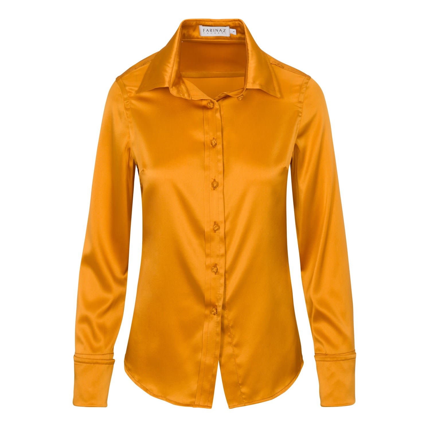 Farinaz Women's Yellow / Orange French Cuff Silk Blouse - Orange In Orange