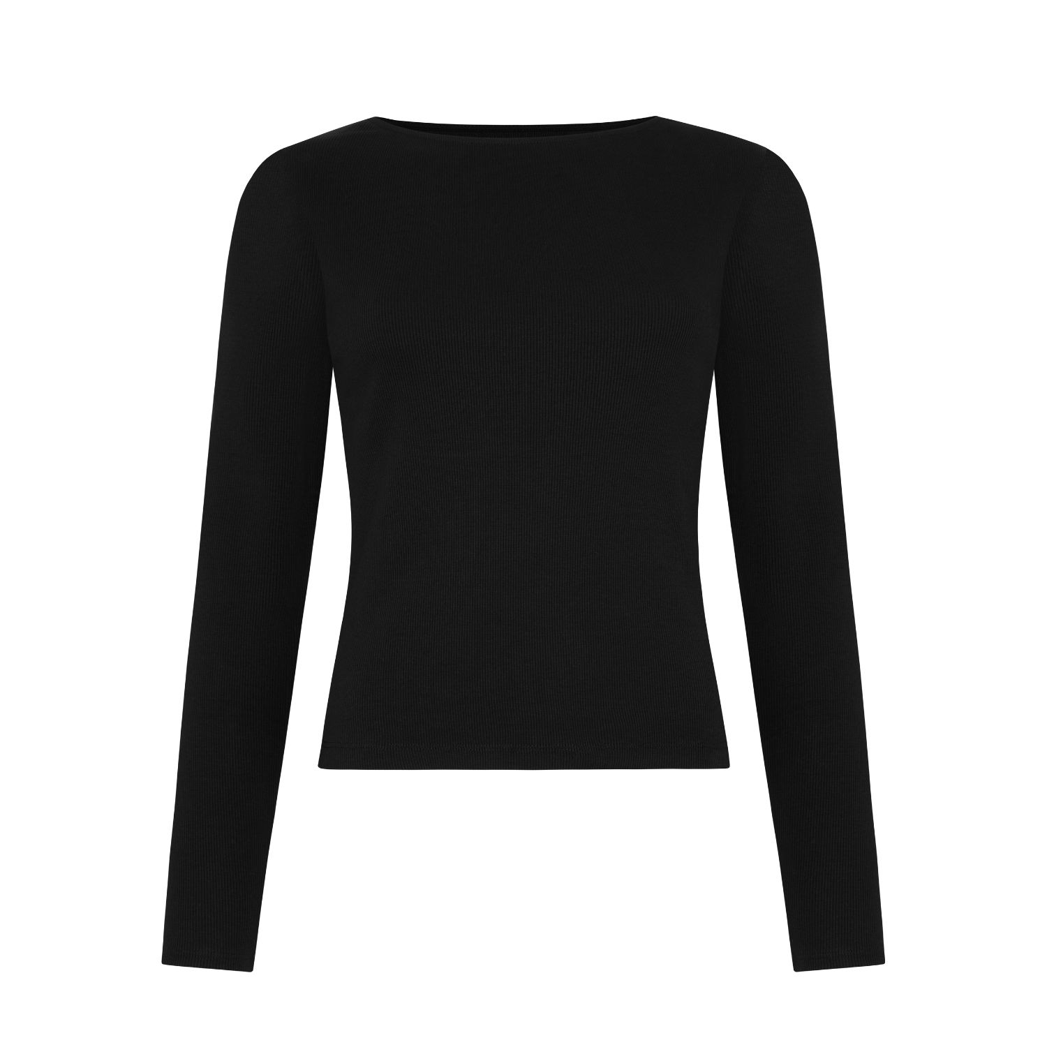 Not Basics Women's Ribbed Boat Neck Long Sleeve T-shirt, Black In Black