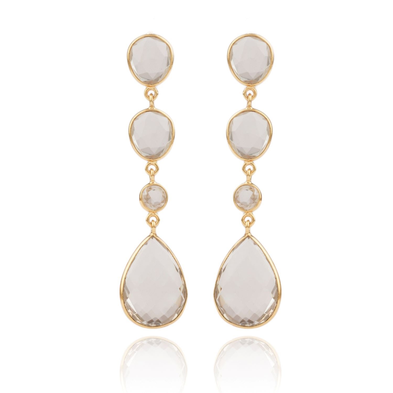 House Of Elliott Women's White Olympia Drop Earrings With Matte And Polished Semi-precious Stones In White