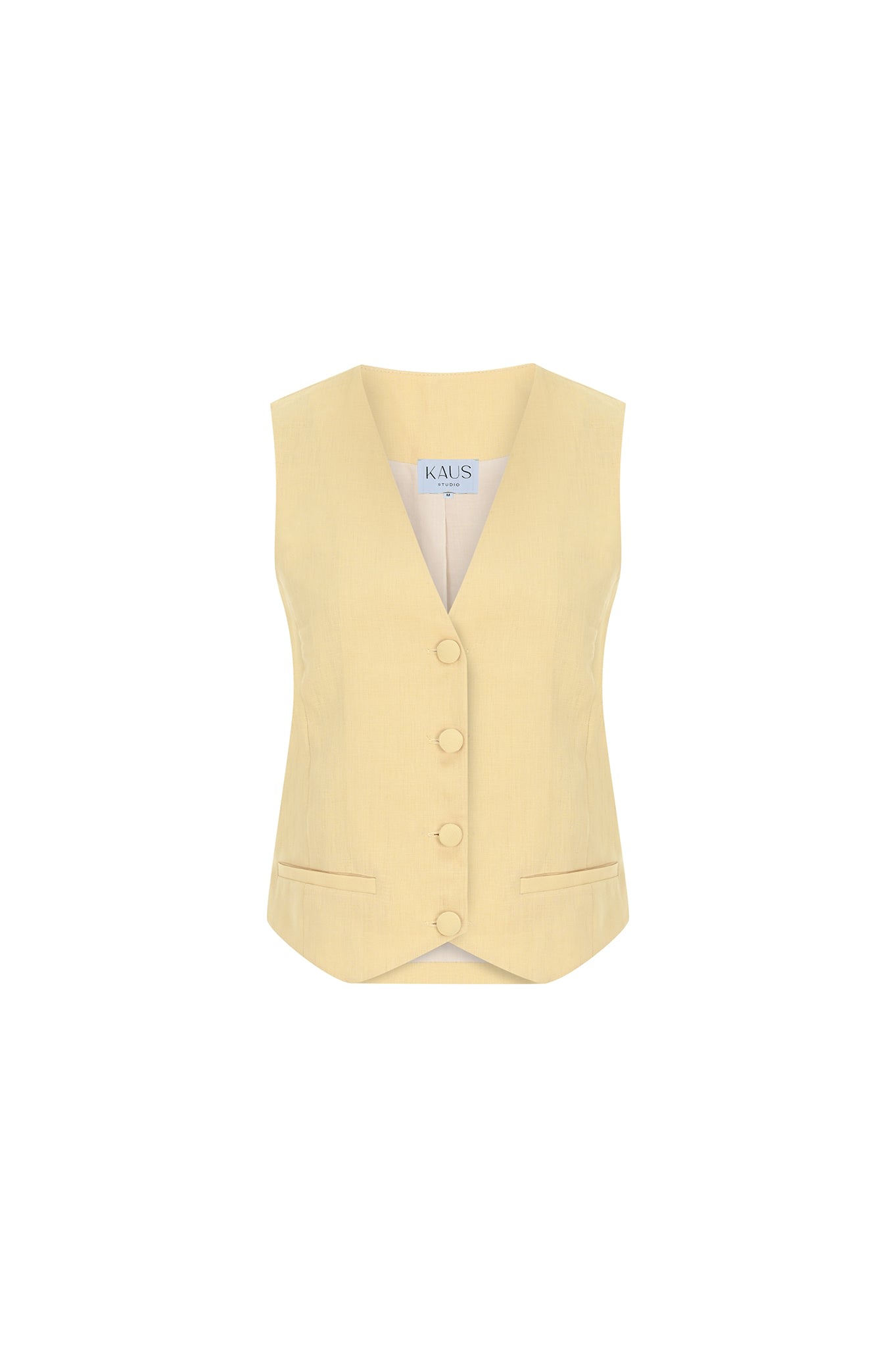 Women’s Yellow / Orange Soleil Linen Vest Small Kaus Studio