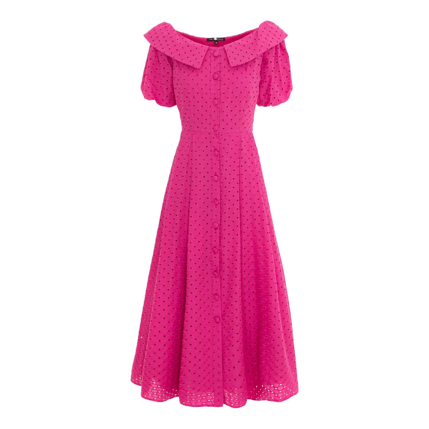 Women’s Pink / Purple Midi Fuchsia Cotton Dress With Cropped Shoulders Extra Small Izabela Mandoiu