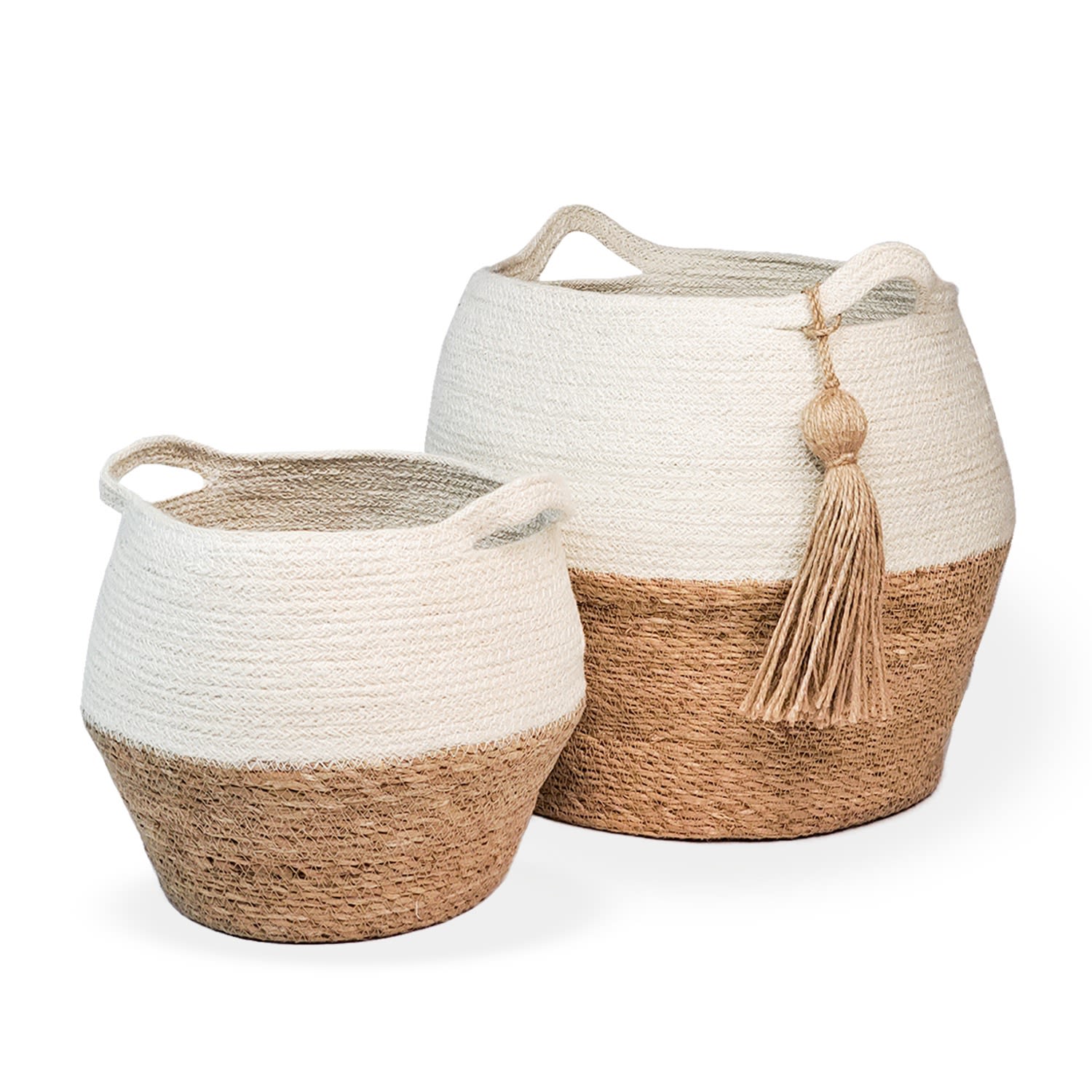 Shop Korissa Neutrals Agora Jar Basket - Set Of 2 In White