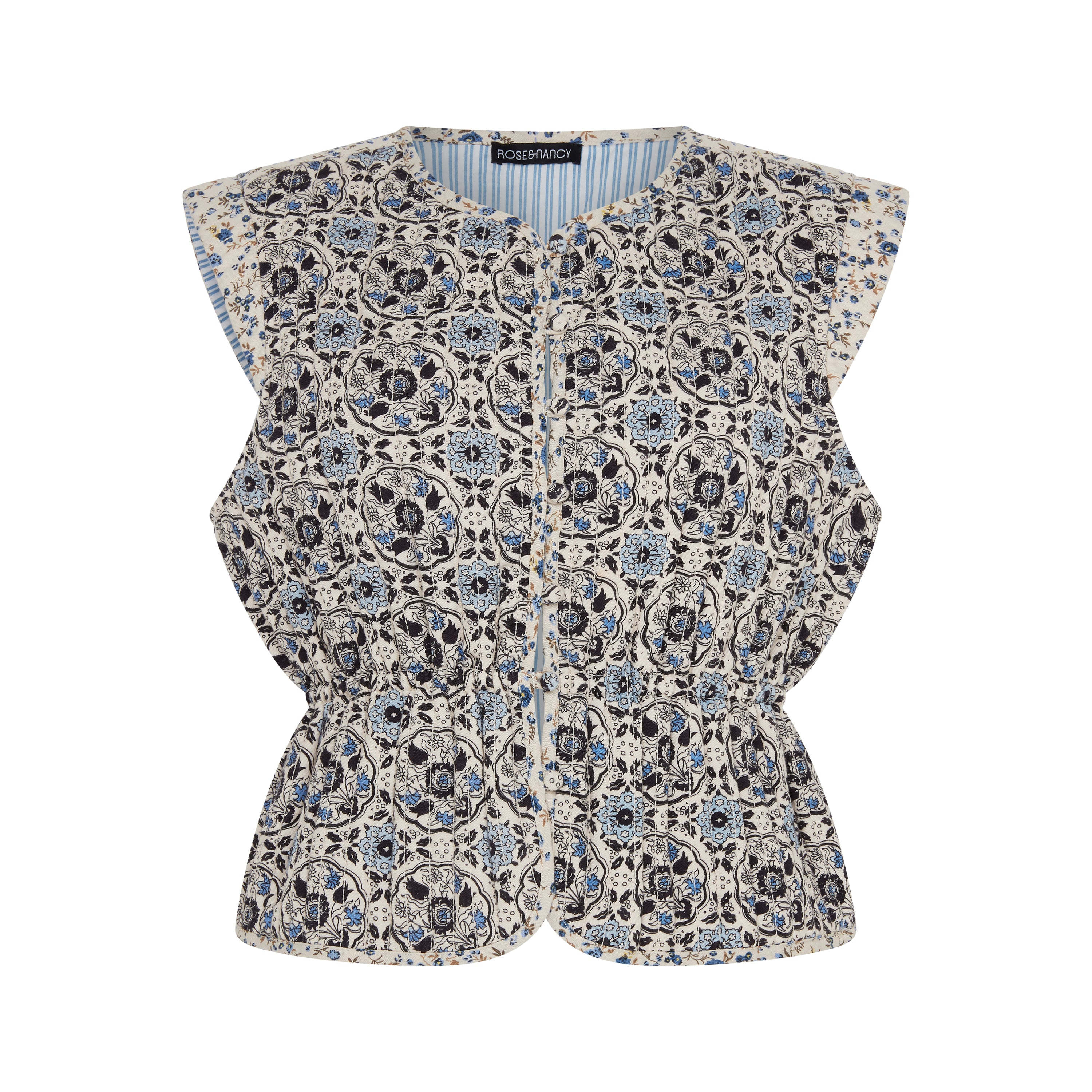 Rose & Nancy Women's Blue / White Kate Blue Print Quilted Gilet In Blue/white