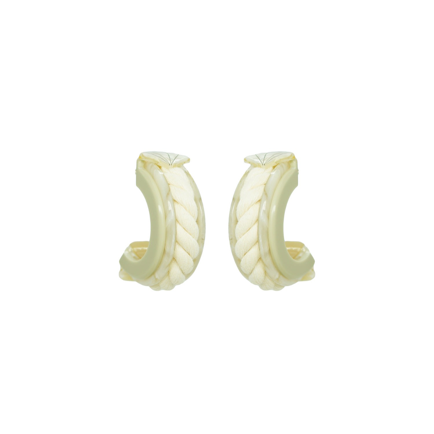 Gissa Bicalho Women's Grey Earring Half Hoop Rope And Shell Clay In Gold