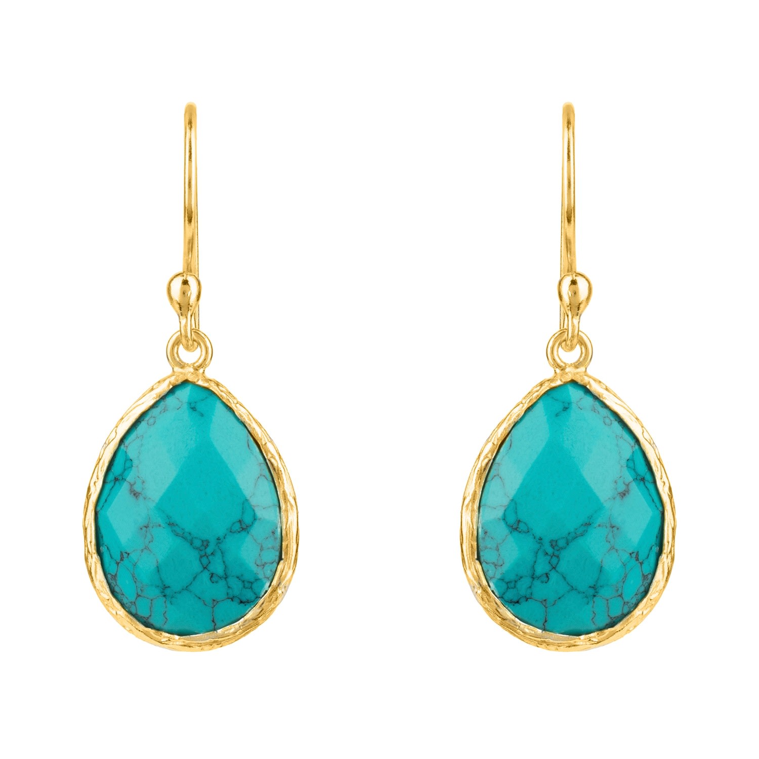 Women’s Blue / Green / Gold Petite Drop Earrings Arizona Turquoise Gold Latelita