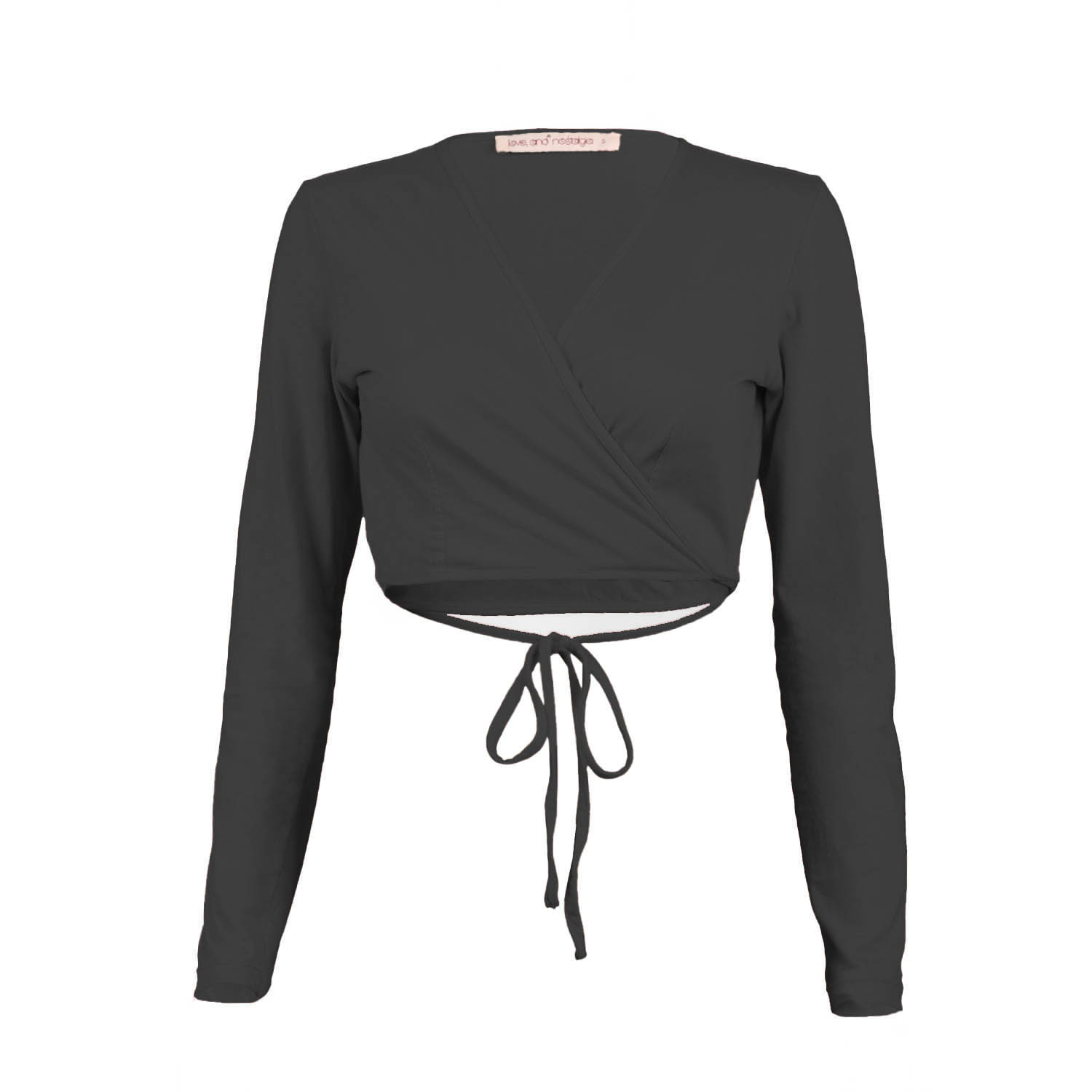 Love And Nostalgia Women's Cross Your Heart Wrap Top - Black In Black