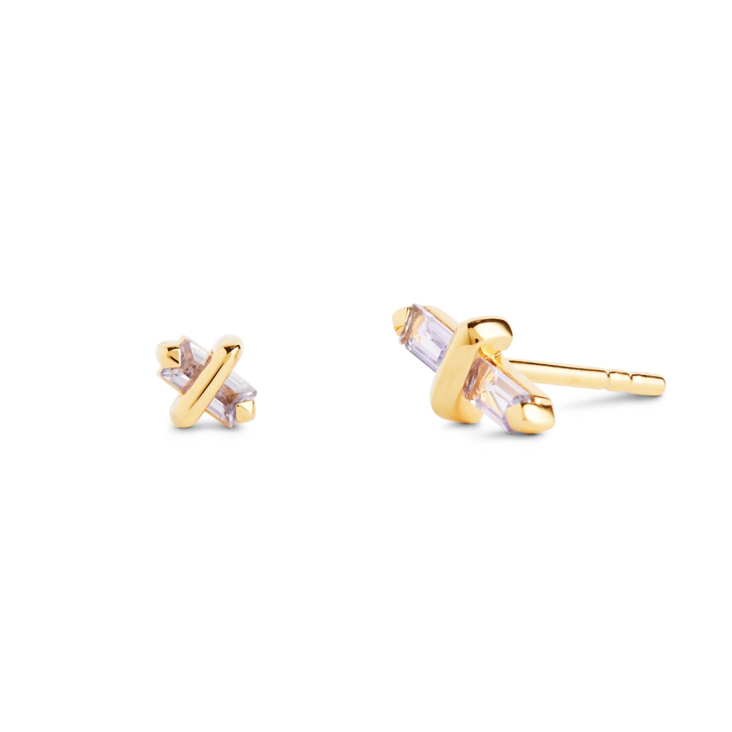 Kasun Women's Blue / Gold / Pink Candy Kiss Earrings - December - Tanzanite - Gold Vermeil