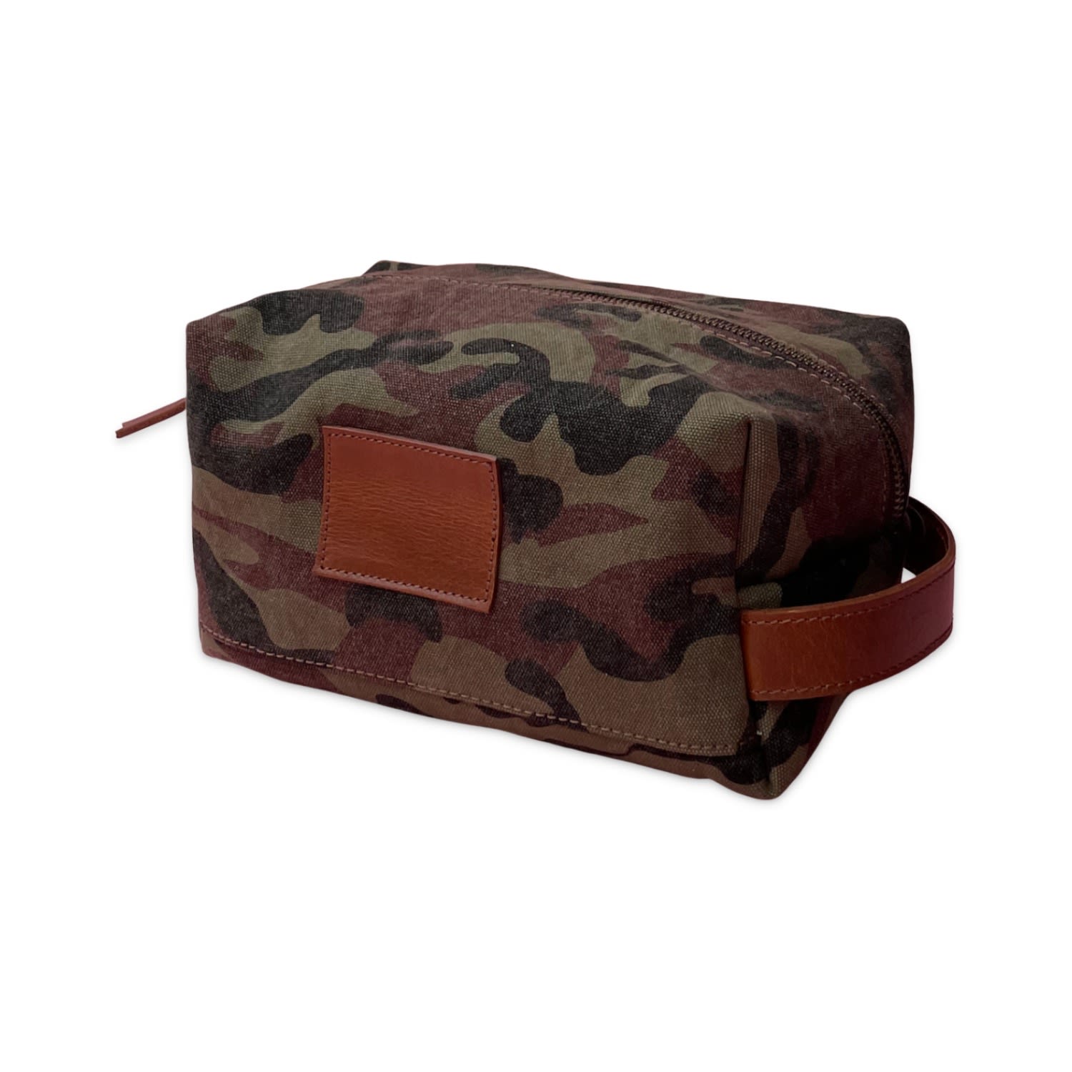 Canvas & Leather Wash Bag - Green Camo One Size Vida Vida