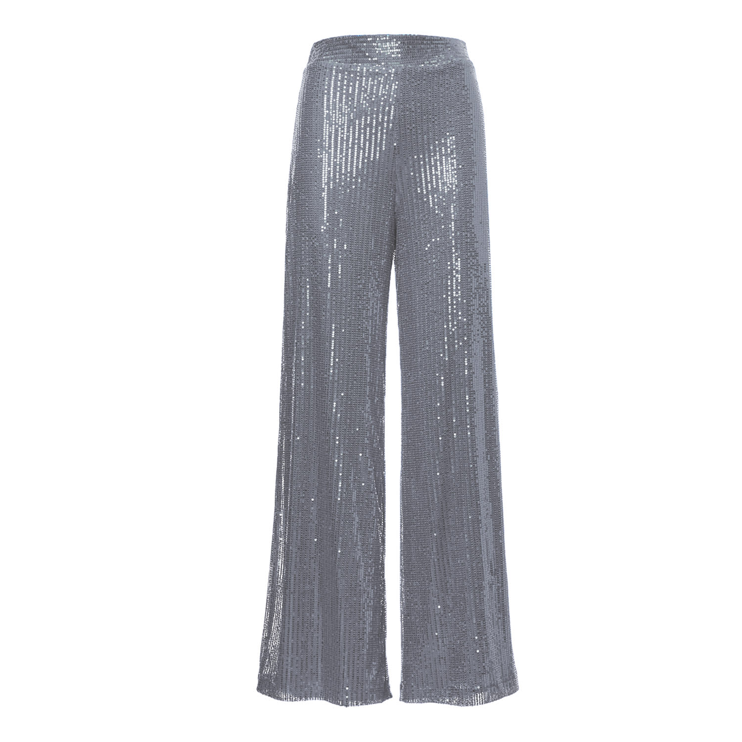 Women’s Grey Sequin-Embellished High-Waist Trousers Extra Small Bluzat