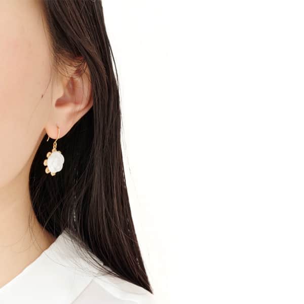 Poporcelain Everyday Porcelain Camellia Flower Charm Earrings In Charm