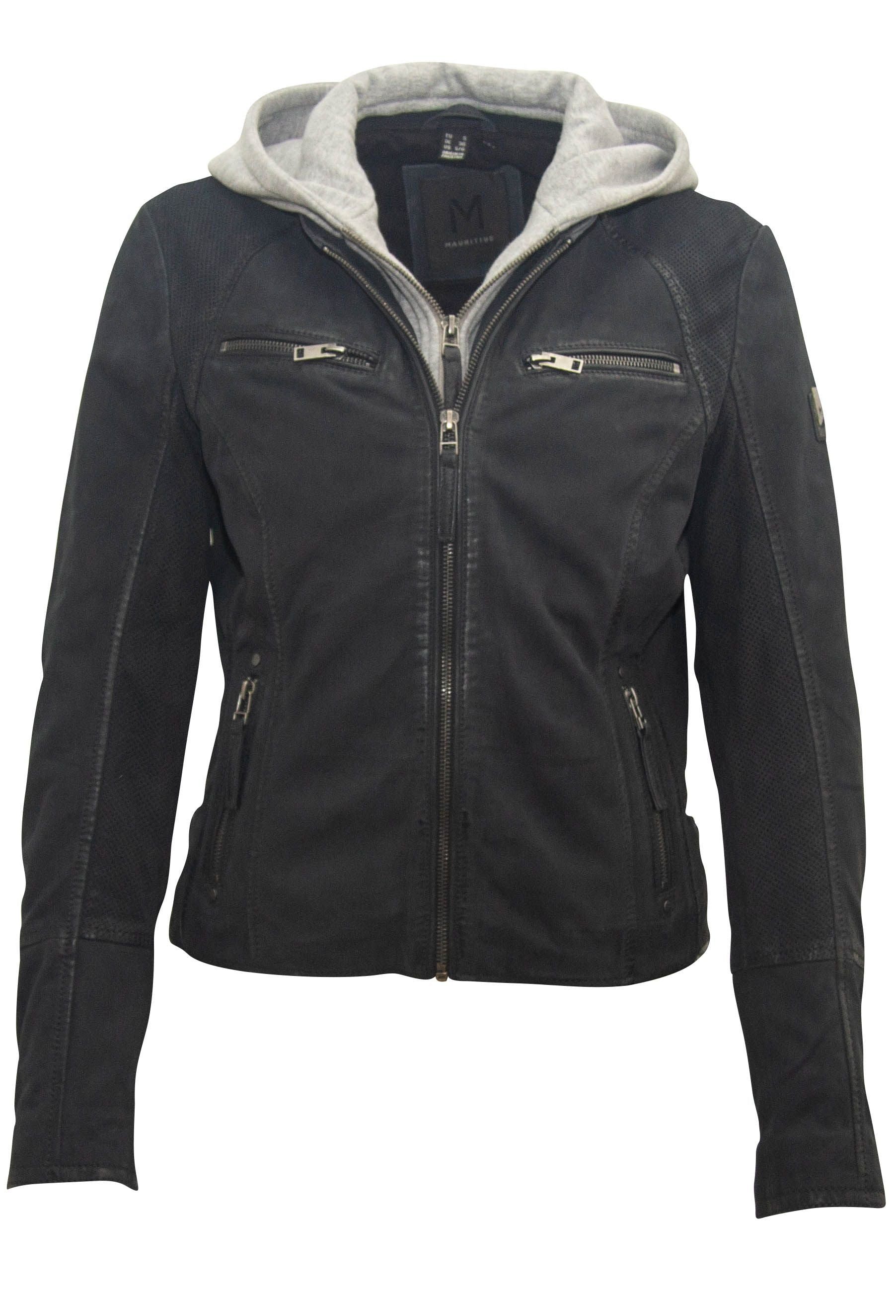 Mauritius Soft Nubuck Leather Jacket In Indigo In Blue