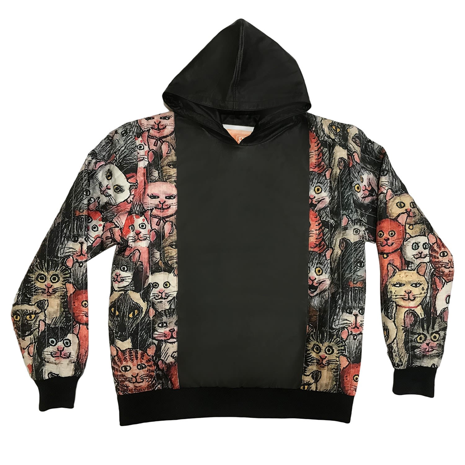 Zasta Studio Women's Black / Red Hoody Cat City Printed Cotton Hoodie In Black/red