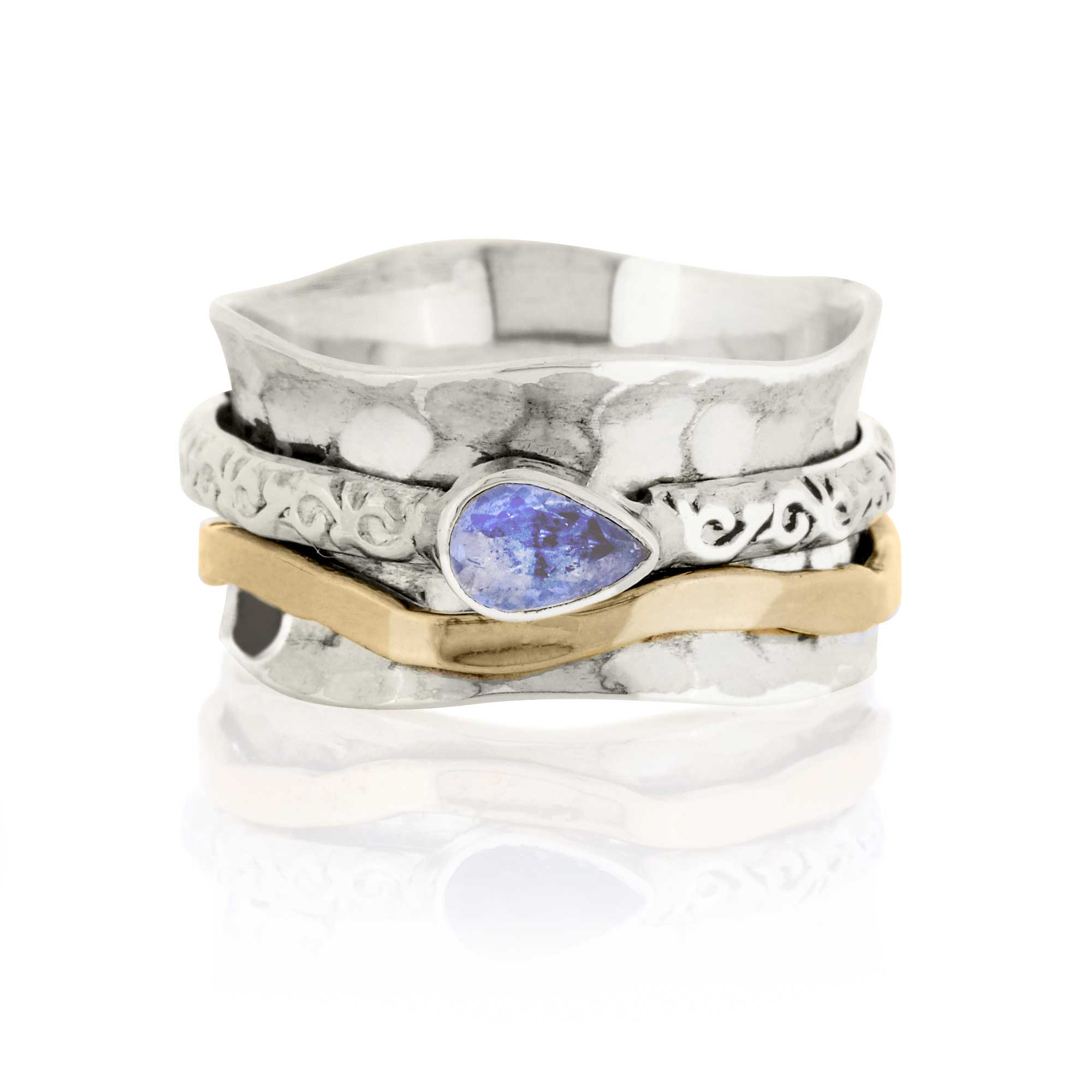 Women’s Aura Magic Silver Spinning Ring - Tanzanite Charlotte’s Web Jewellery