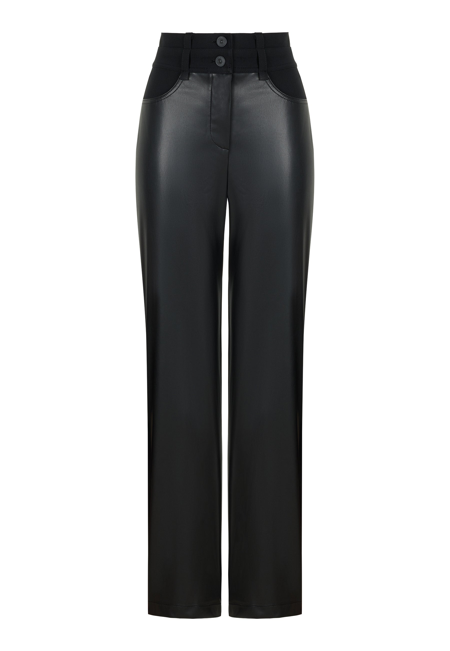 Nocturne Double Waisted Straight Pants In Black