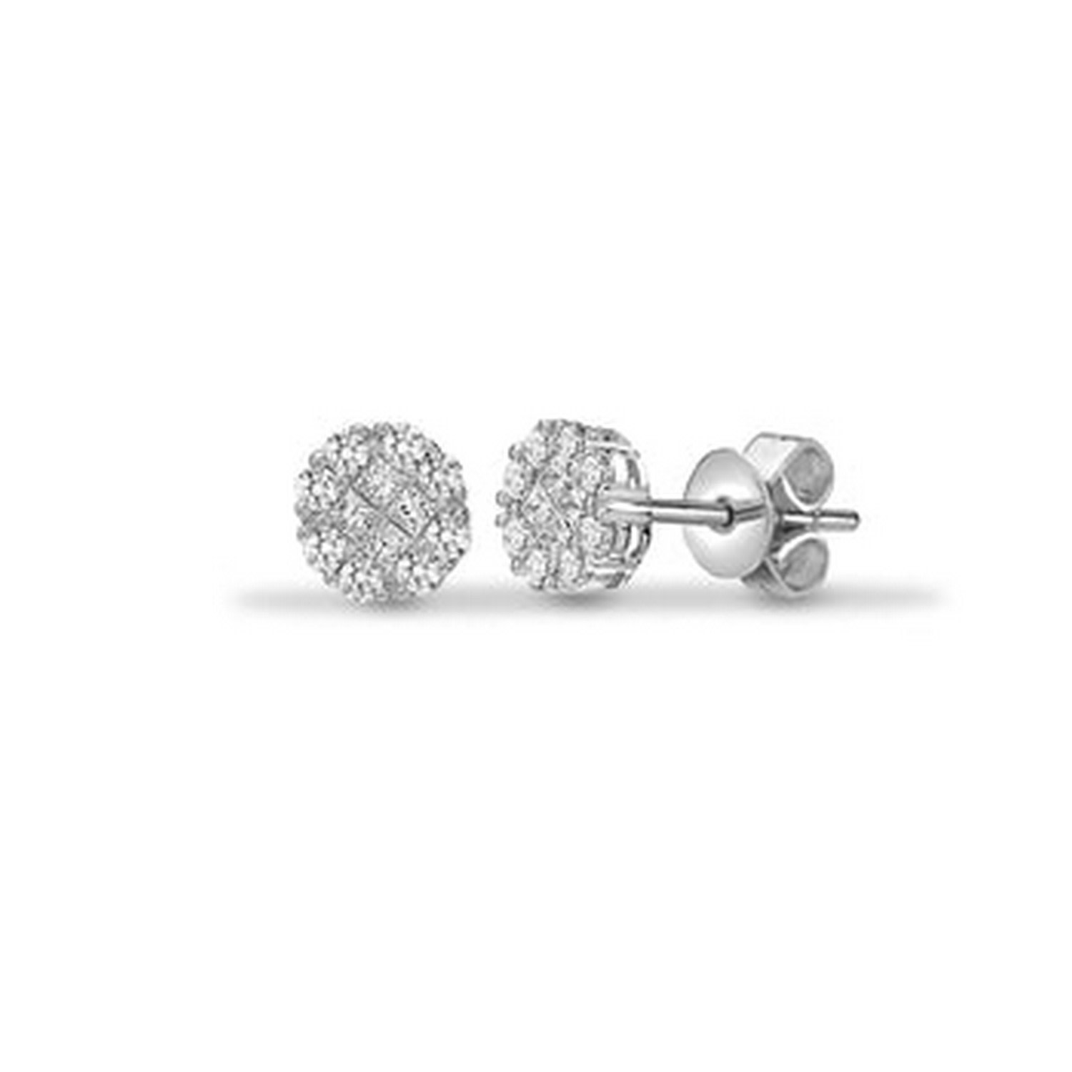 Women’s White Diamond Cluster Studs One Carat Princess Cut Cervin Blanc