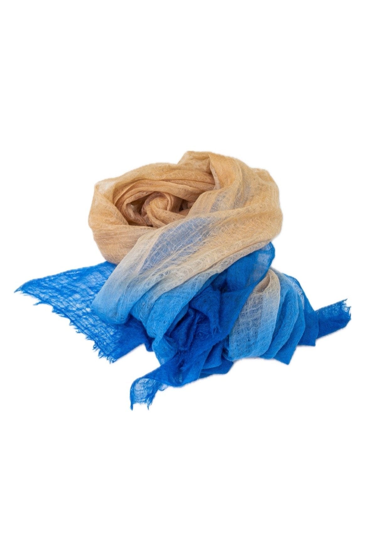 Justlove Women's Neutrals / Blue Sagarmatha Ultralight Baby Cashmere Scarf Beige-blue In Blue