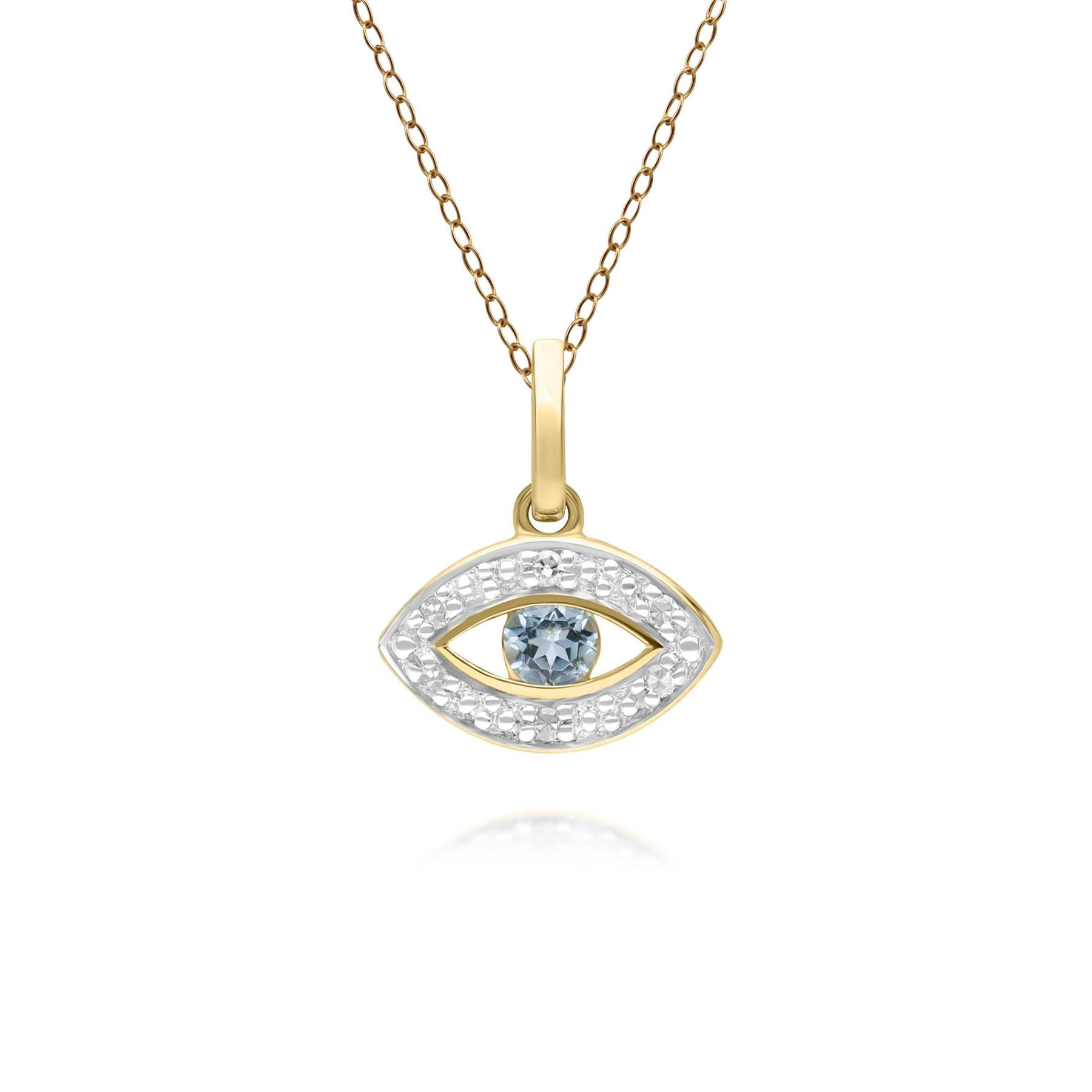 Women’s Gold / Blue Evil Eye Blue Topaz & Diamond Pendant In Yellow Gold Gemondo