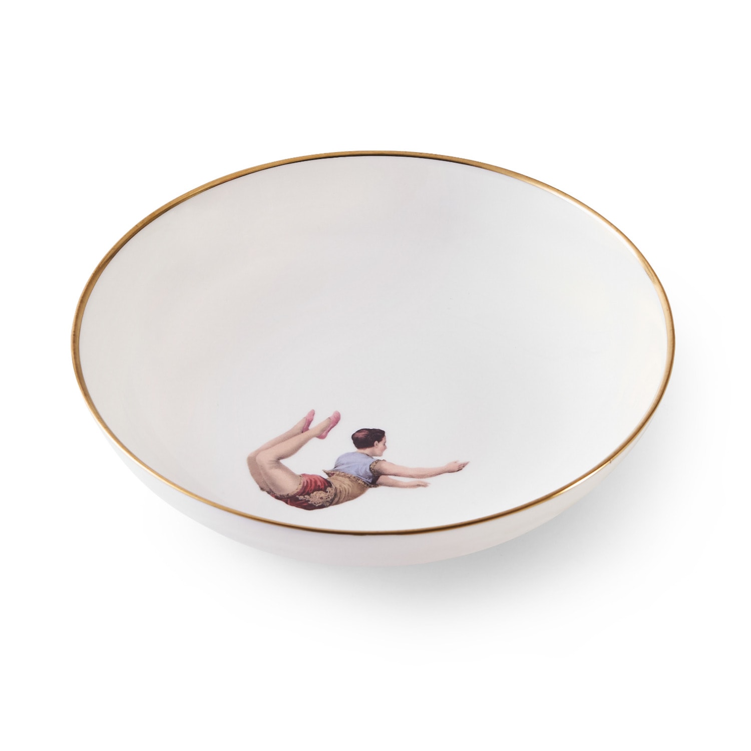 Melody Rose London Gold / White Trapeze Boy Bone China Medium Bowl In Multi