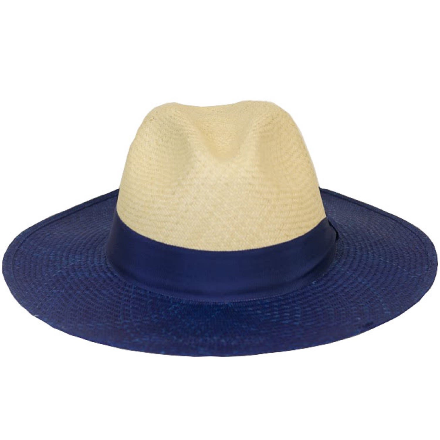 Women’s Blue / Neutrals Garcia Colour Block Straw Panama Hat - Blue, Neutrals Large Ortus