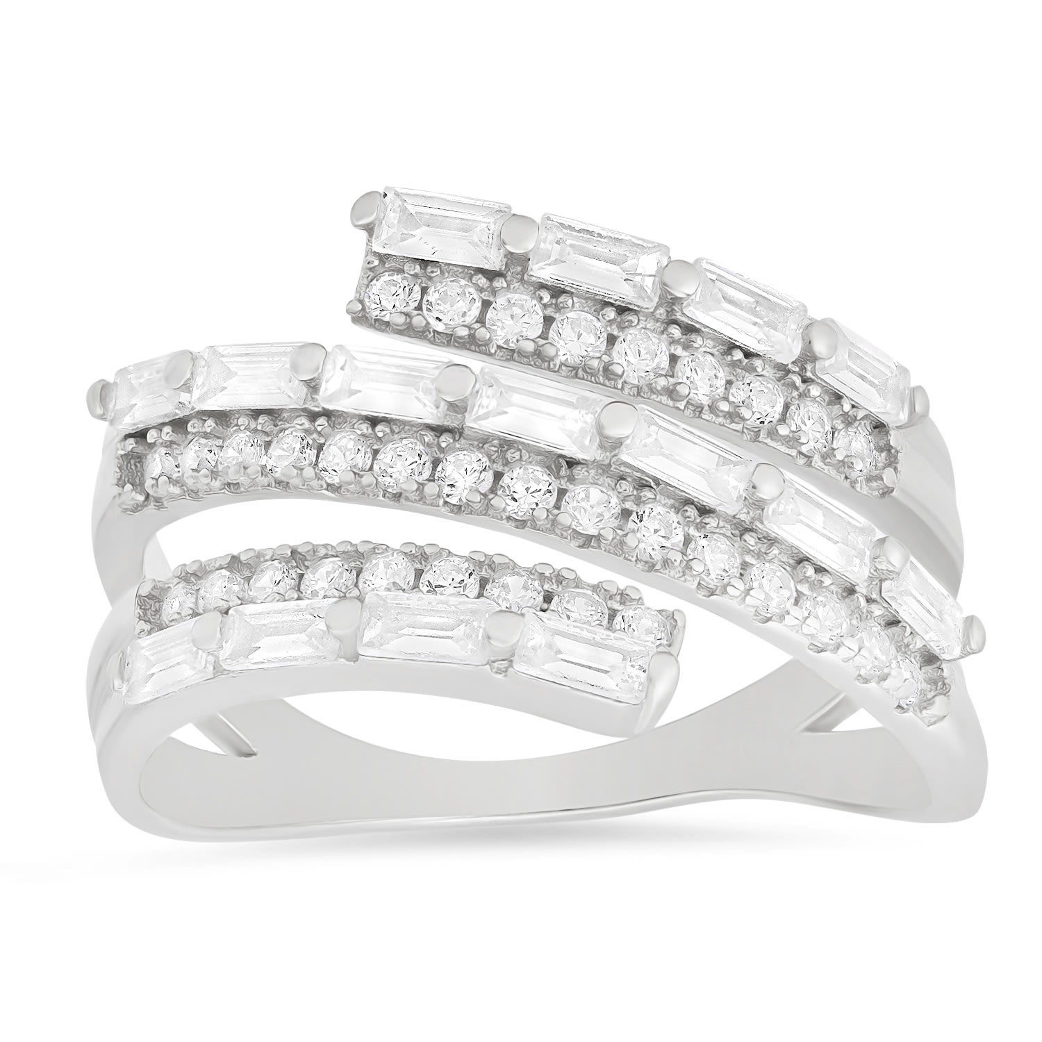 Kylie Harper Women's Sterling Silver Sprial Crossover Ring In Metallic