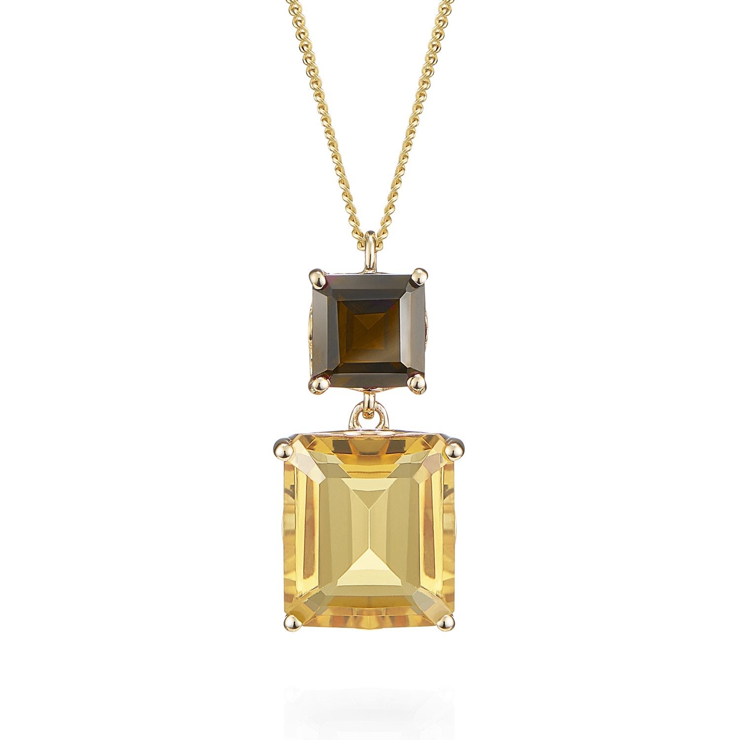 Augustine Jewels Women's Smoky Quartz & Yellow Citrine Octagon Gold Pendant