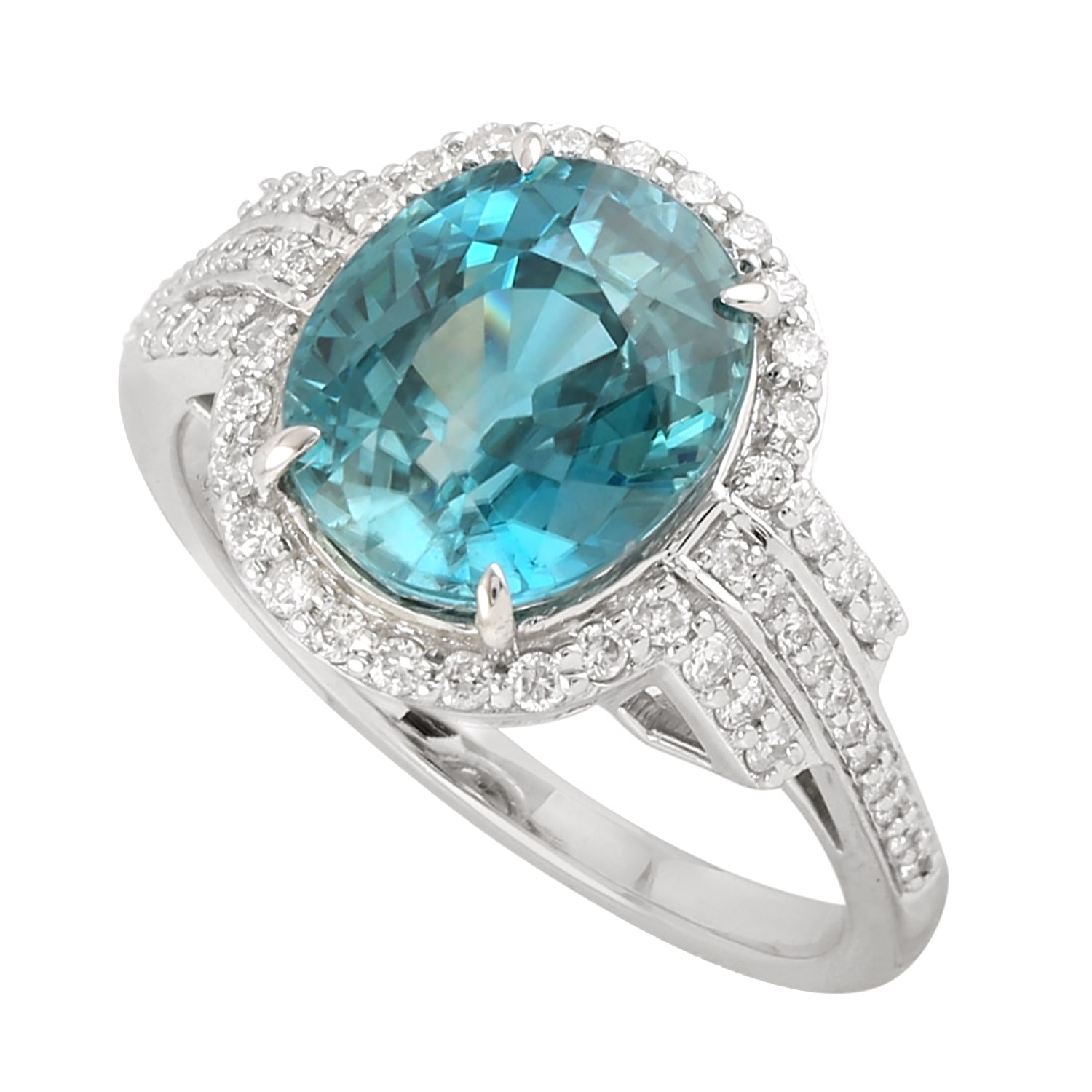 Artisan Women's White / Blue 18k White Gold Blue Zircon Diamond Statement Cocktail Ring In Blue