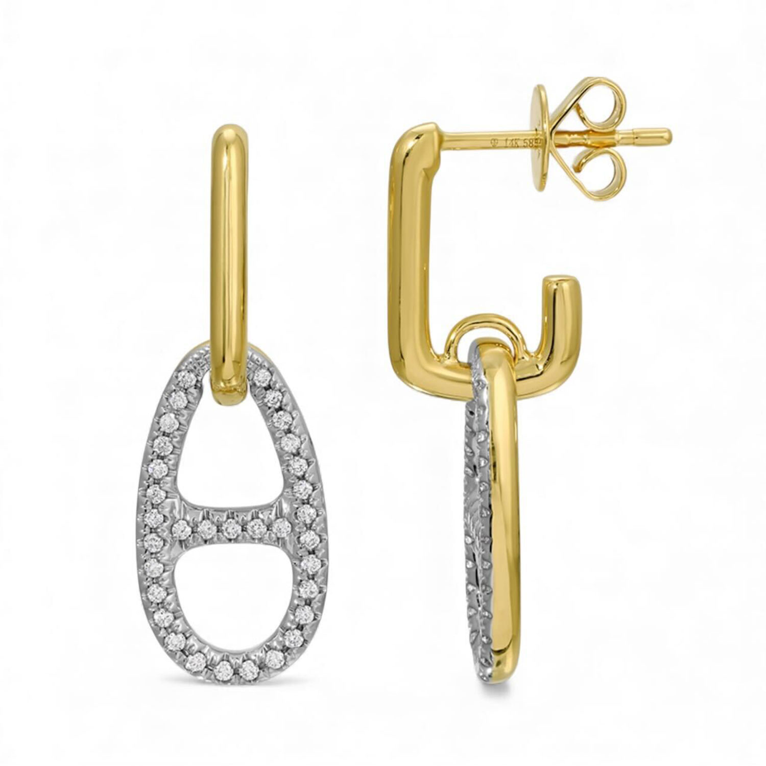 Neshi Designs Women's Yellow Dual-tone Diamond Link Earrings In Multi