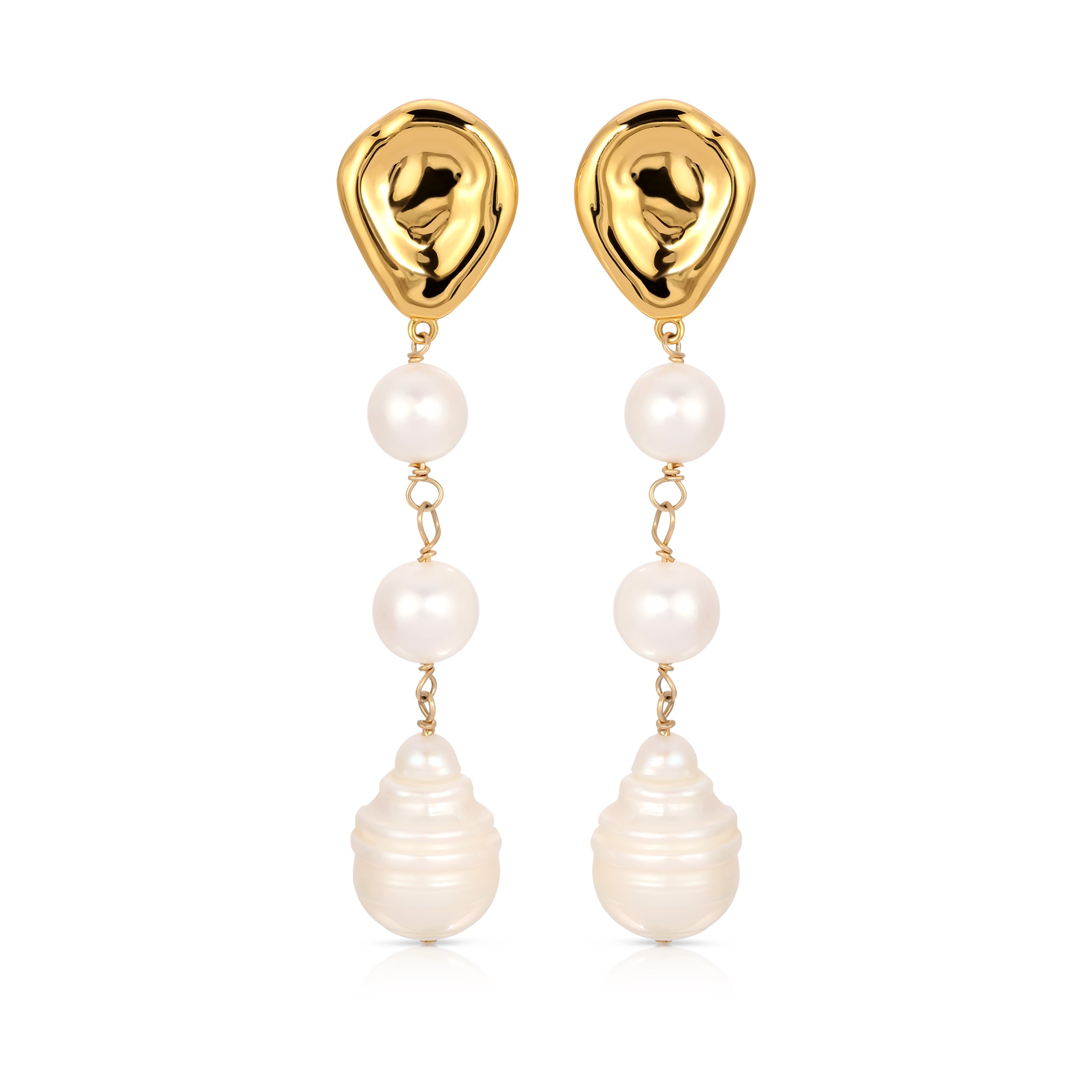 Zepplin The Label Women's Gold Julietta Earrings - Pearl Chandelier Earrings - Bridal - Holiday
