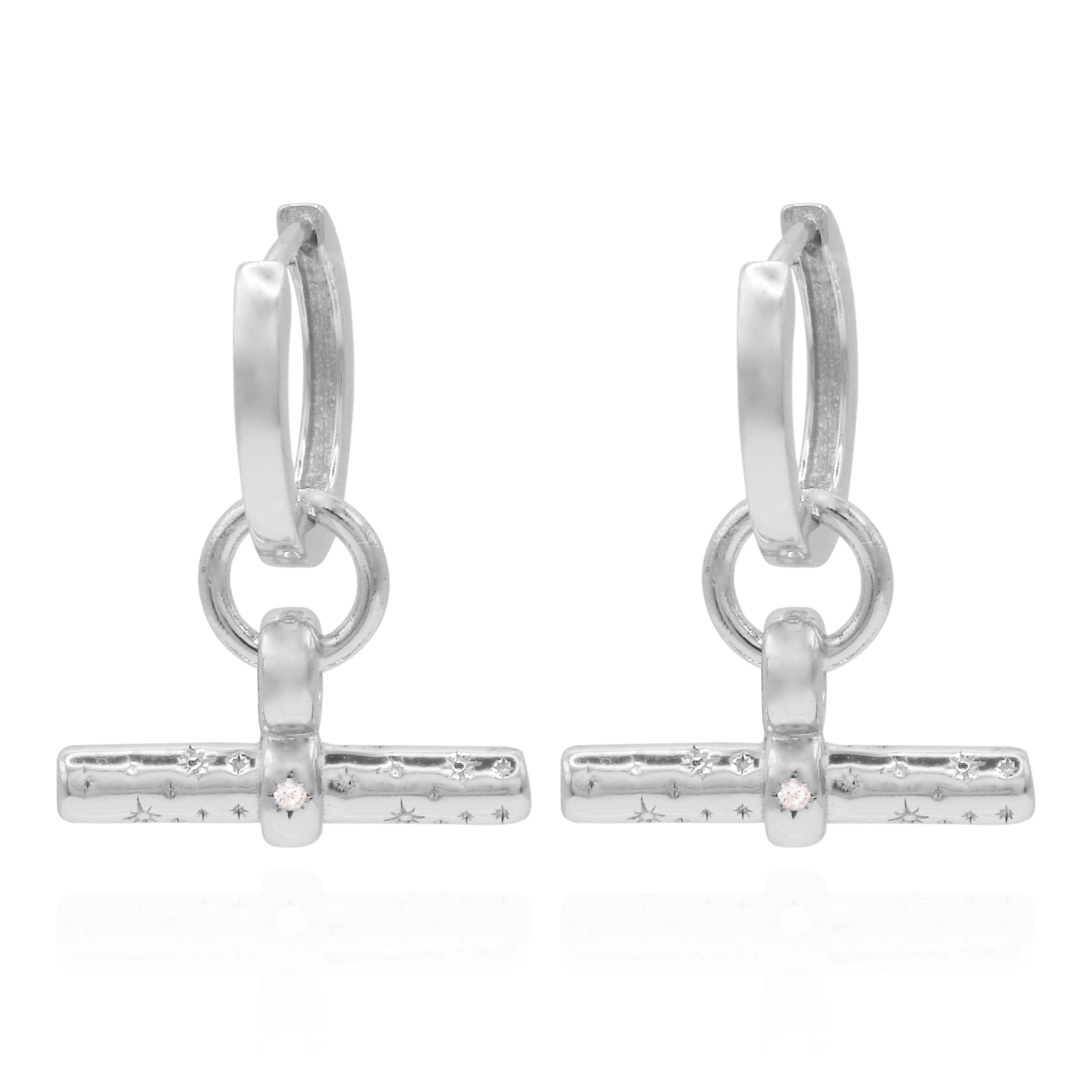 Luna Charles Women's Cassia T-bar Huggie Earrings
