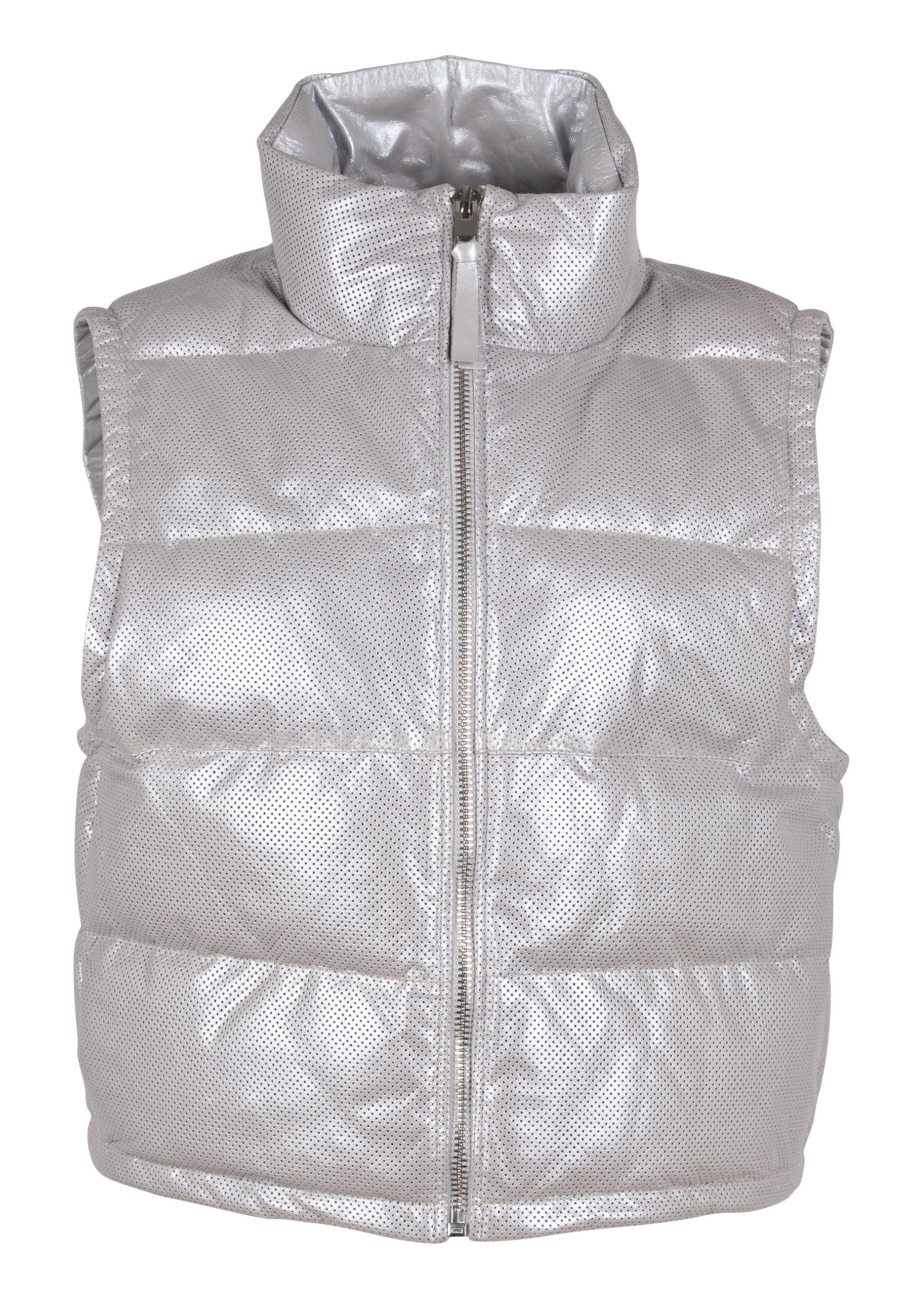Mauritius Women's Ellice Os Leather Vest, Silver Metallic In Silver