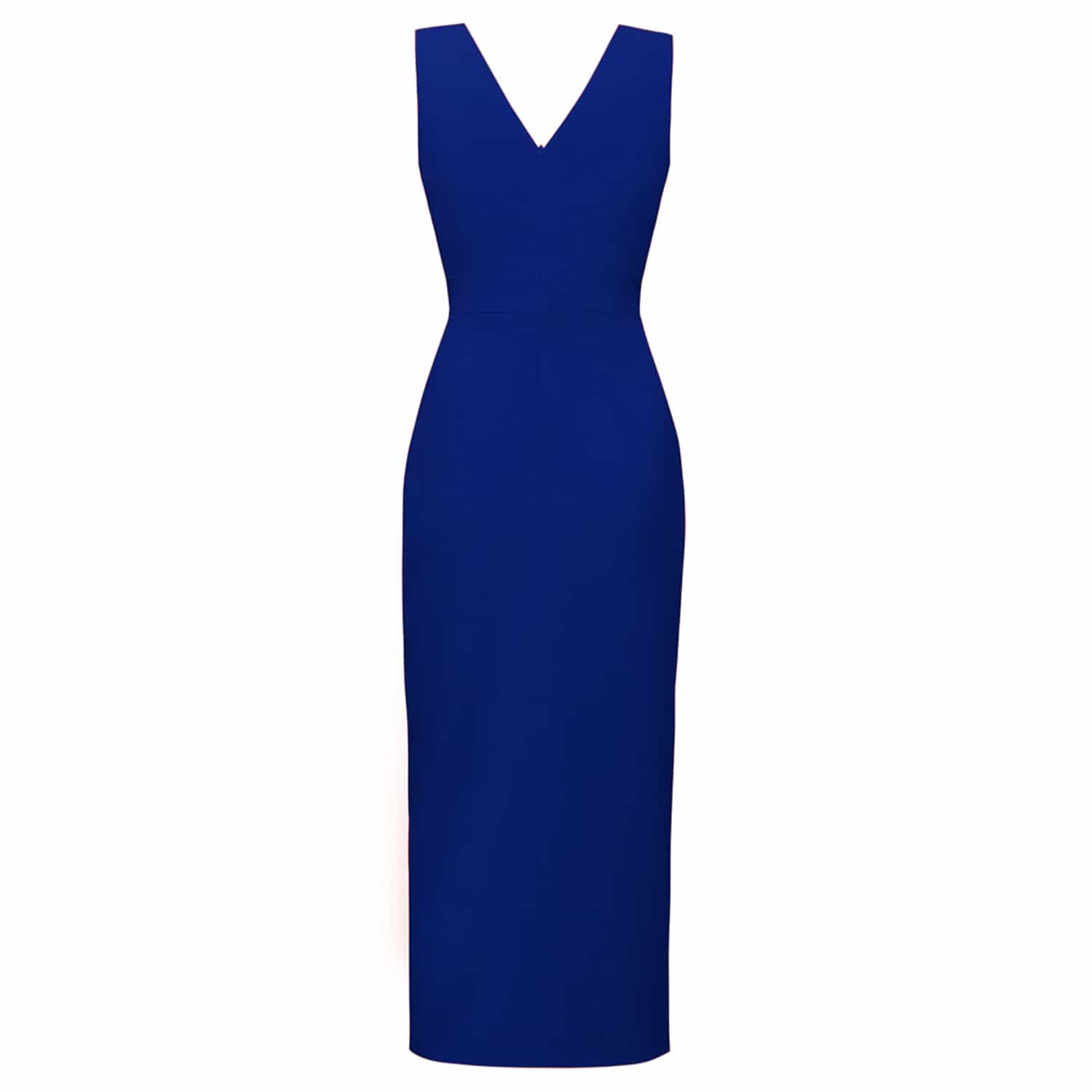 Alaya Blue Midi Drapped Cocktail Dress | Alina Cernatescu | Wolf & Badger