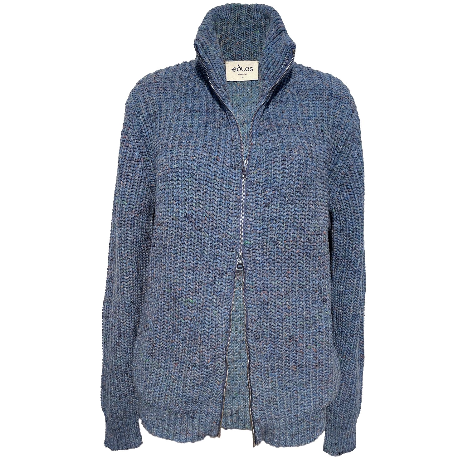 Dave Blue Zip Cardigan In A Recycled Cotton Blend by Eolas