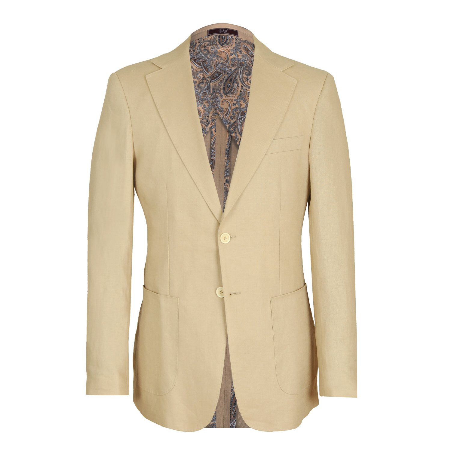 David Wej Men's Neutrals Hugo Linen Single Breasted Blazer - Beige