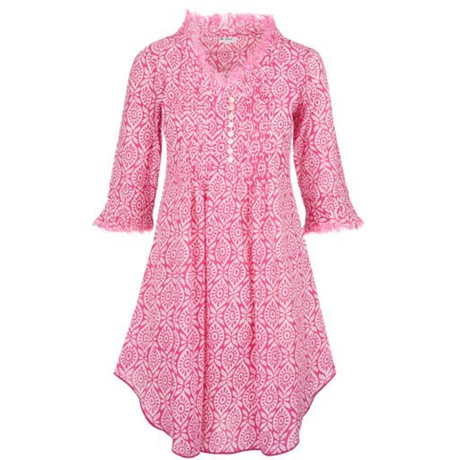 Annabel Cotton Tunic In Bubblegum Pink & White | At Last... | Wolf & Badger
