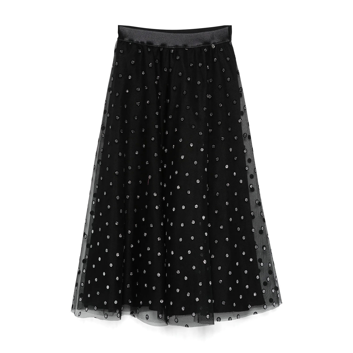 Nissa Polka-dot Print Midi Skirt In Black