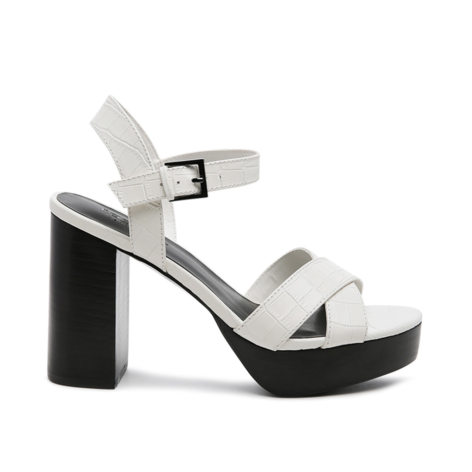 Rag & Co Women's Chypre High Heeled Block Sandal In White In Gray