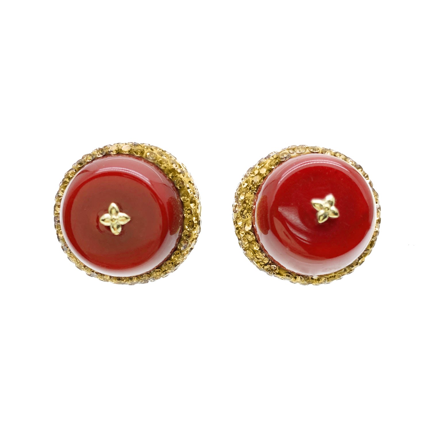 Women’s Classic Red Coral Rhinestone Stud Earrings Farra