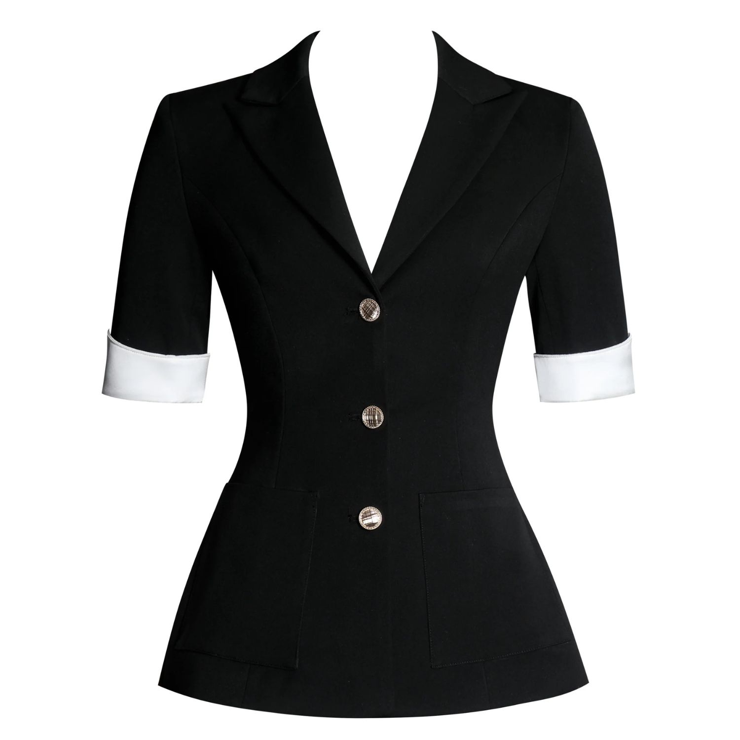 Miss Circle New York Women's Black Aleena Short Sleeve Business Casual Blazer